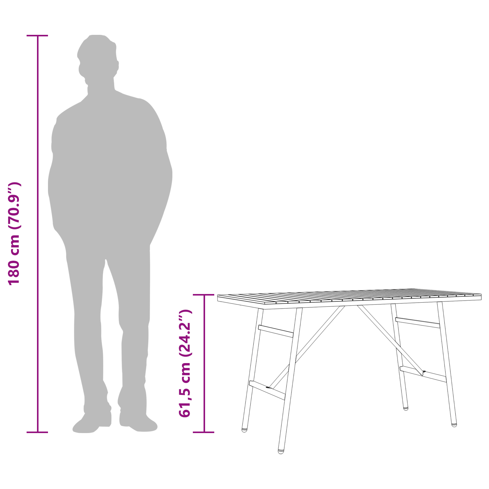 Dining Table - Black, 110x55x62 cm, Made from Solid Acacia Wood - Image 11