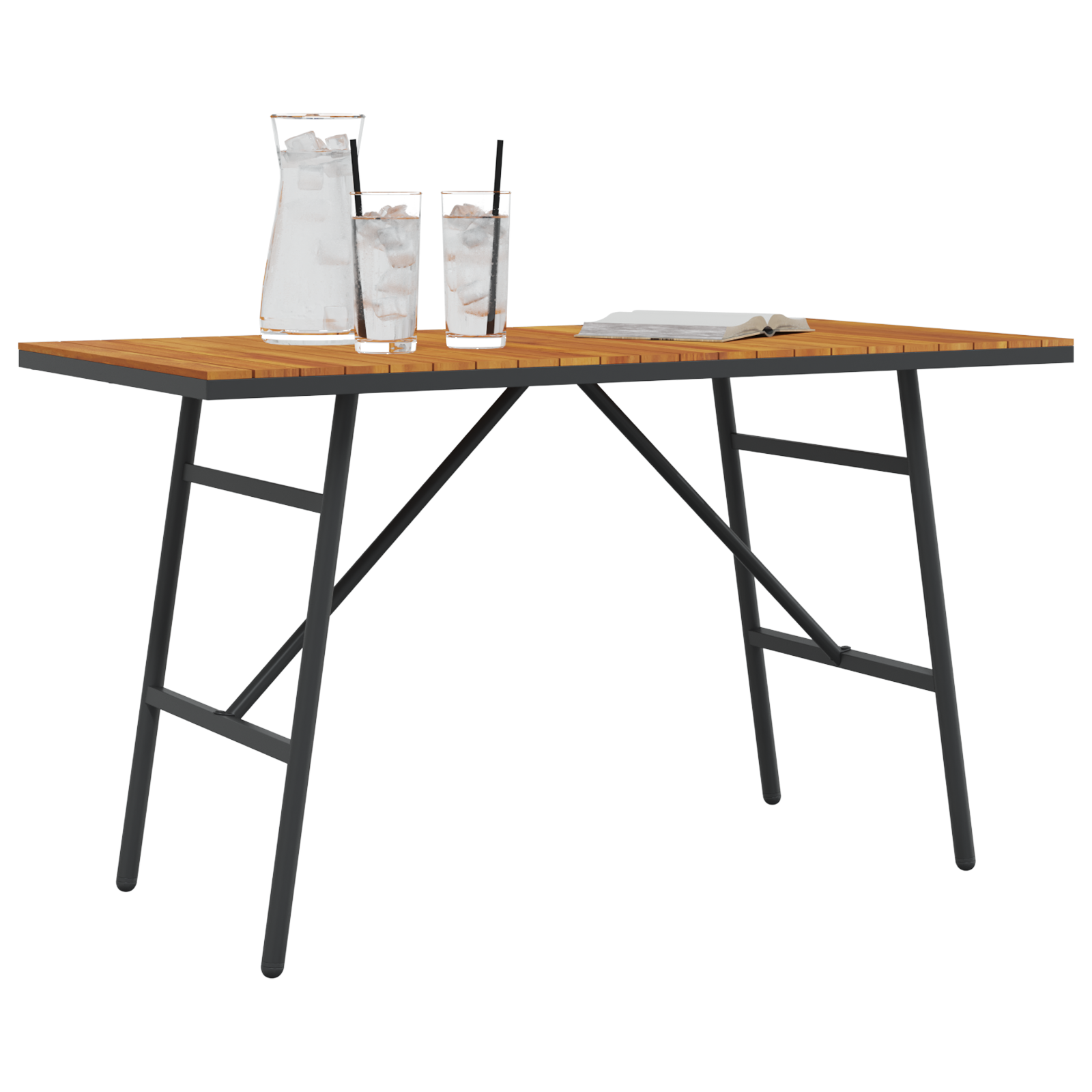 Dining Table - Black, 110x55x62 cm, Made from Solid Acacia Wood - Image 3