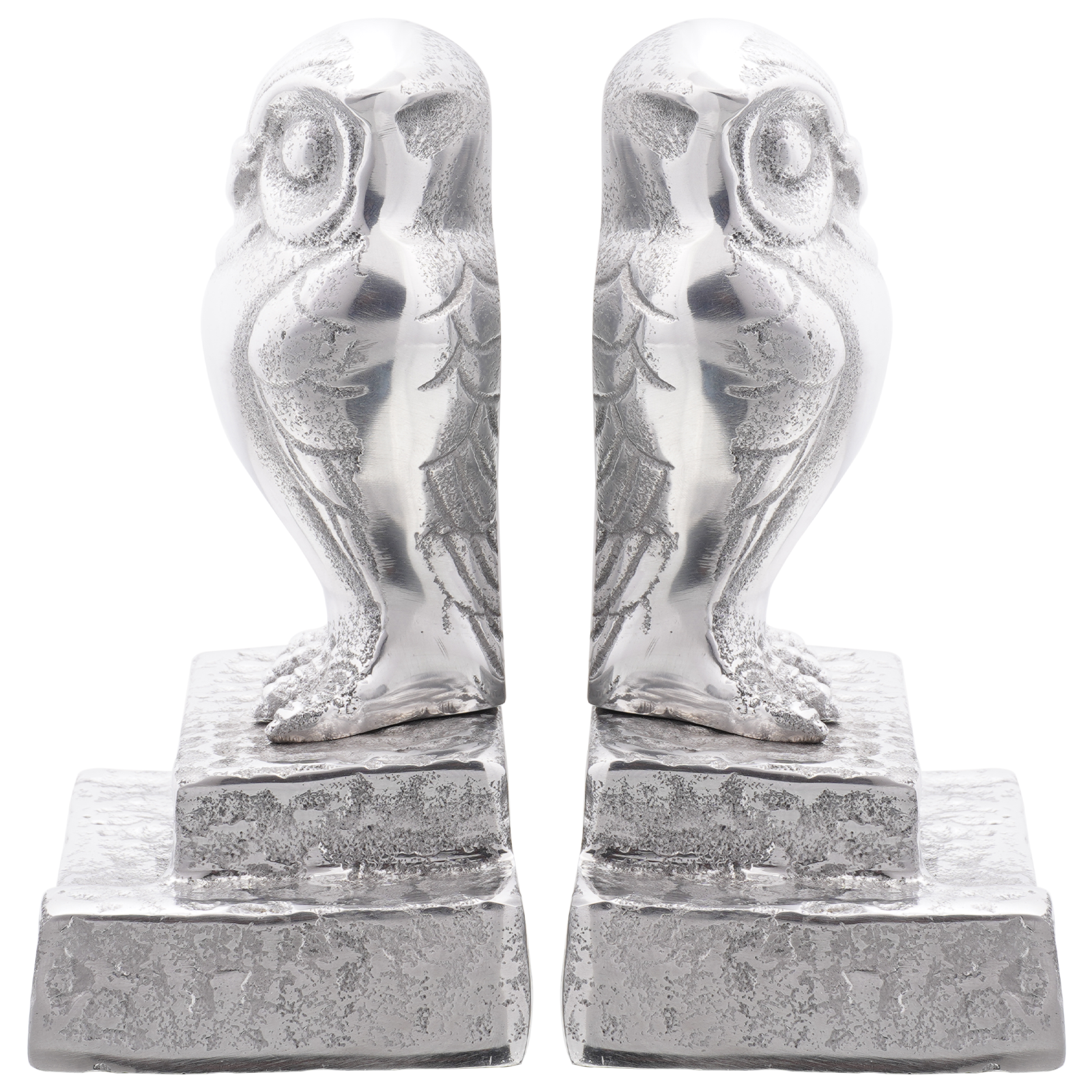 Bookends 2 pcs Silver 12x9x19 cm Aluminium Owl - Image 4