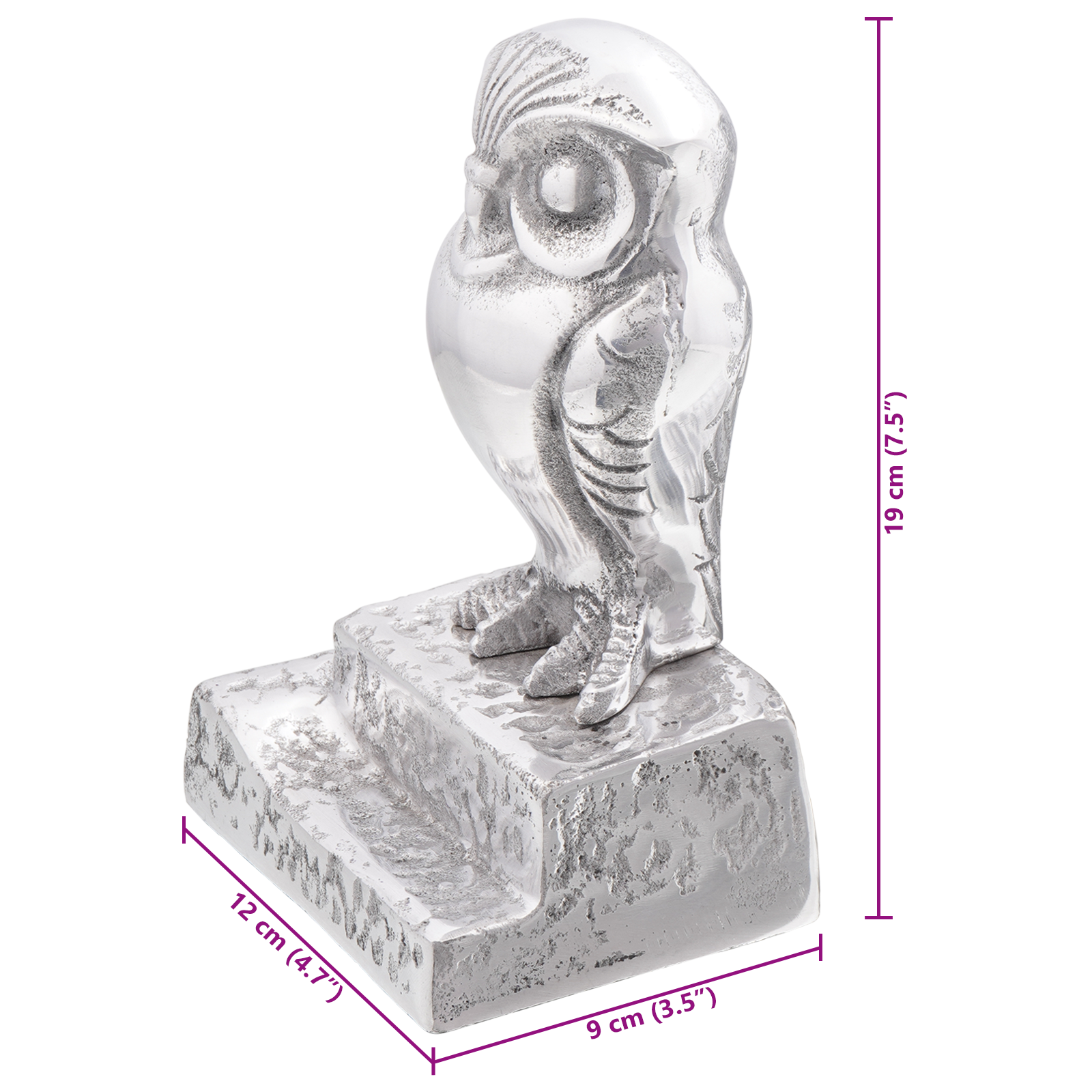 Bookends 2 pcs Silver 12x9x19 cm Aluminium Owl - Image 8