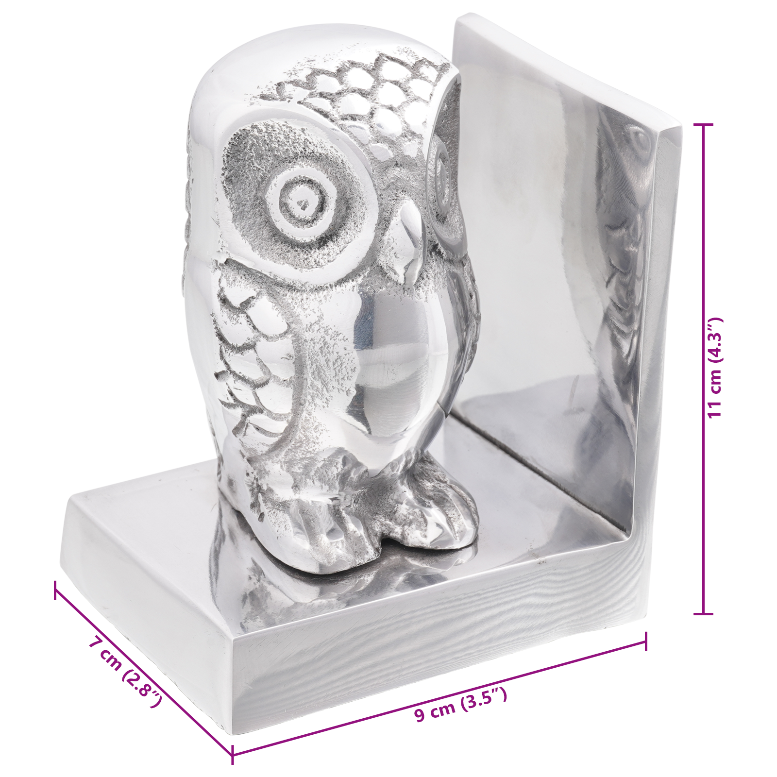 Bookends 2 pcs Silver 7x9x11 cm Aluminium Owl - Image 8