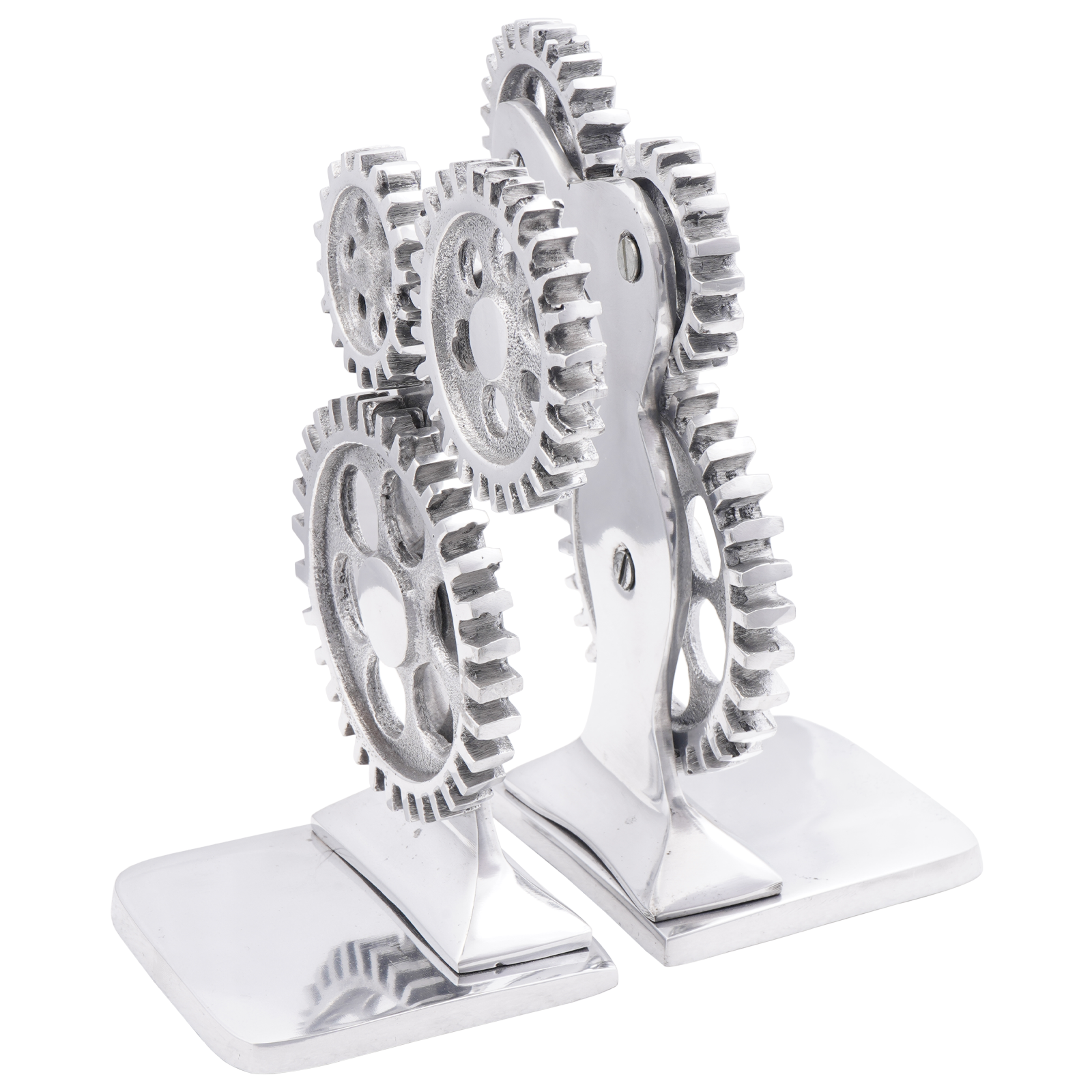 Bookends 2 pcs Silver 10x10x22 cm Aluminium Cog
