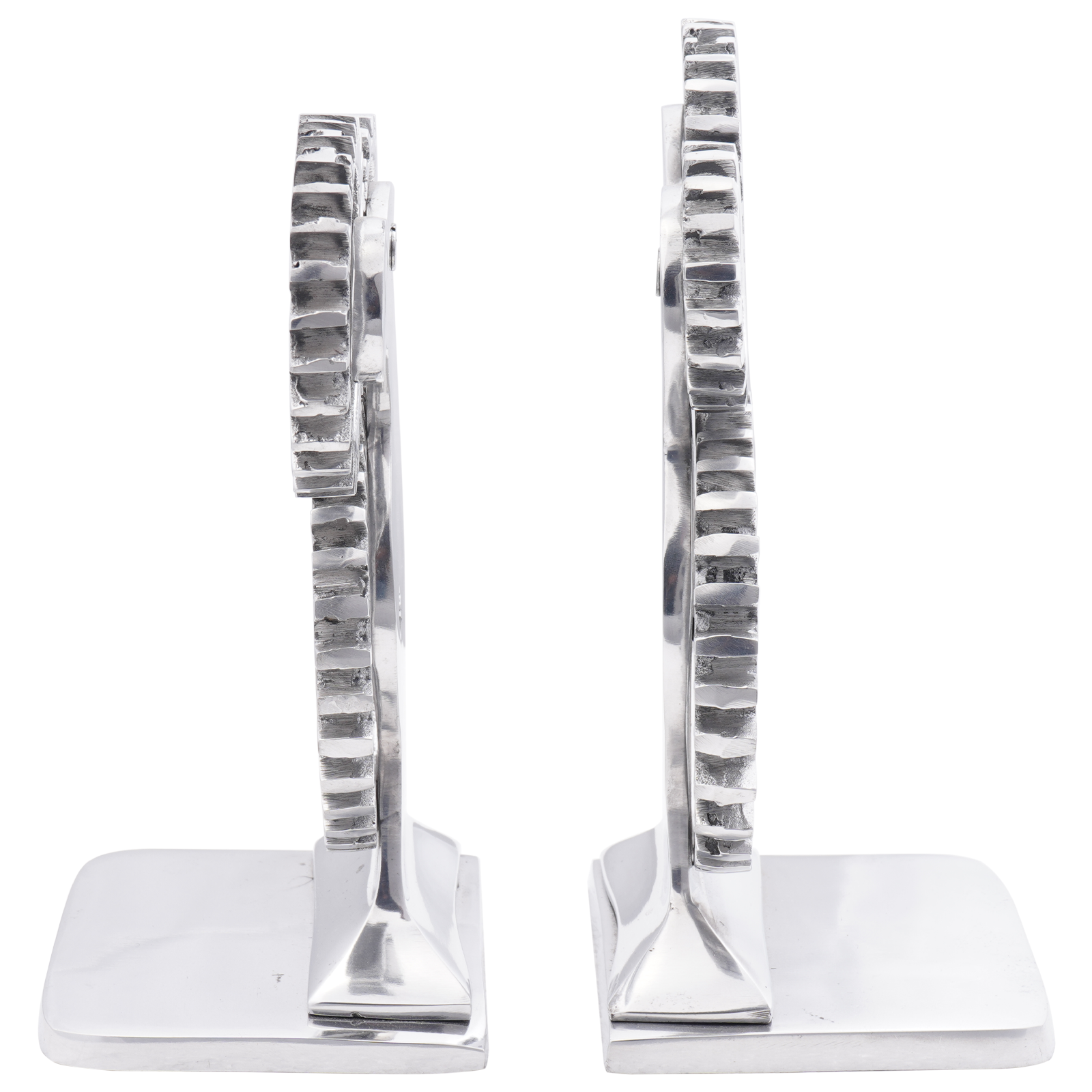 Bookends 2 pcs Silver 10x10x22 cm Aluminium Cog - Image 4