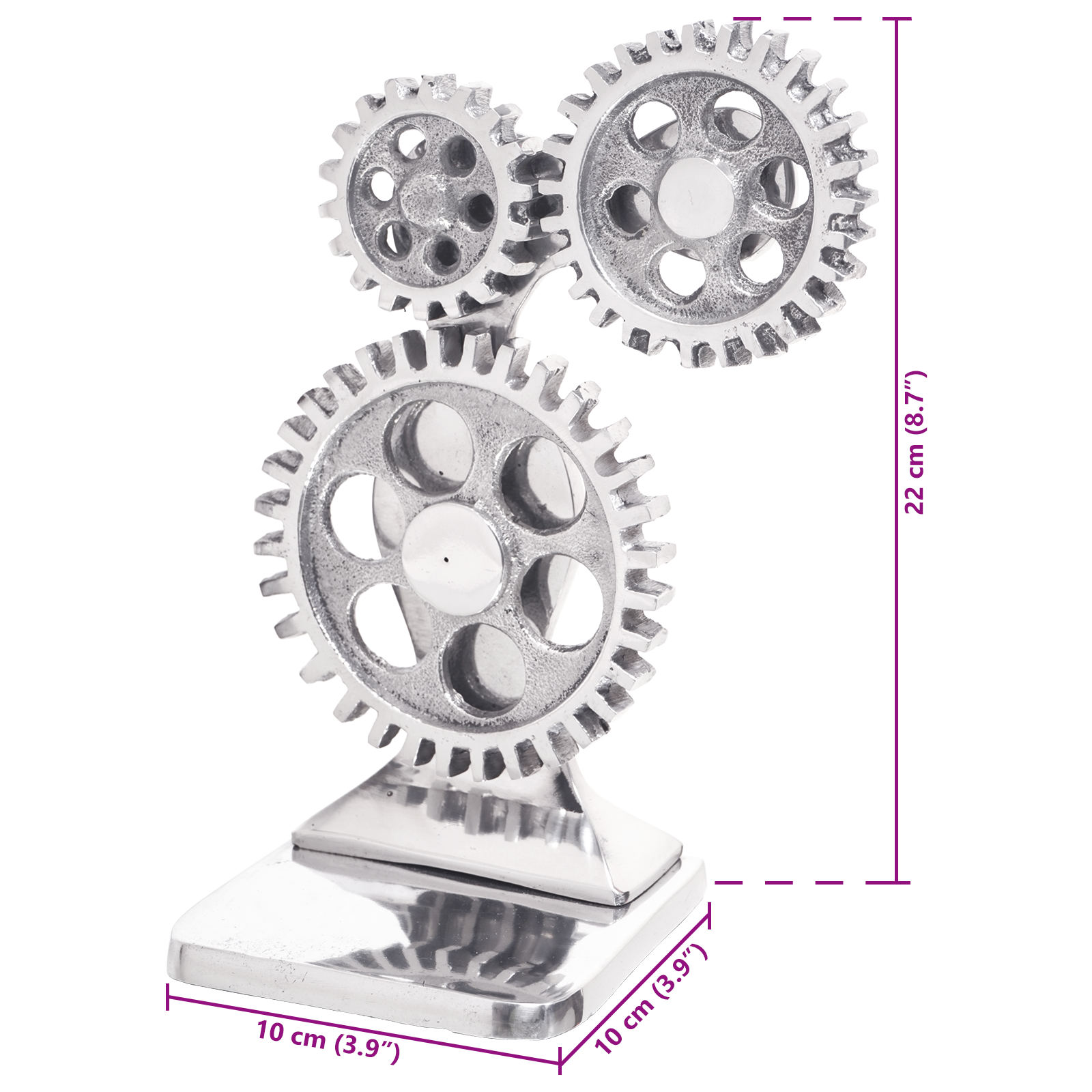 Bookends 2 pcs Silver 10x10x22 cm Aluminium Cog - Image 8