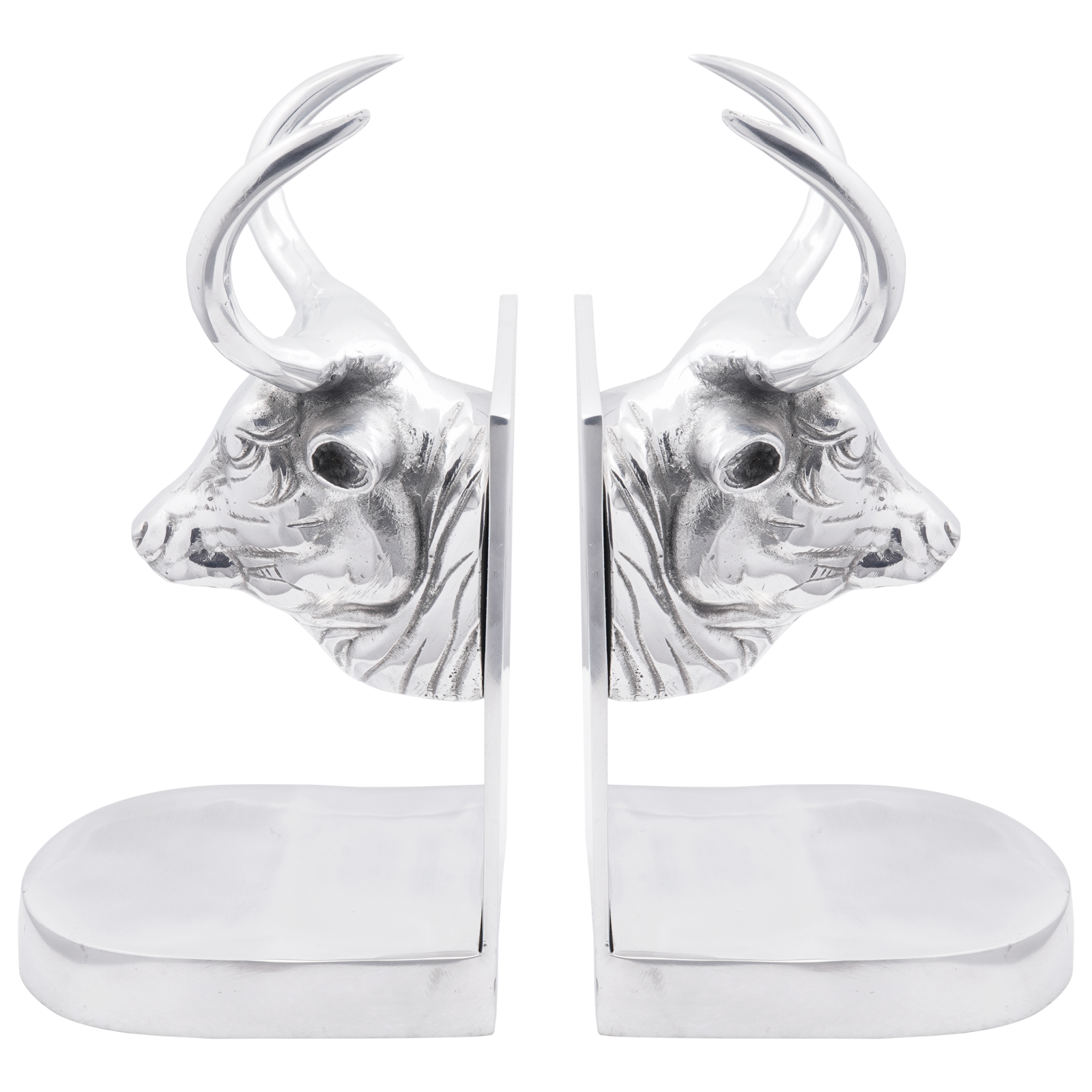 Bookends 2 pcs Silver 17x15x27 cm Aluminium Bull - Image 5