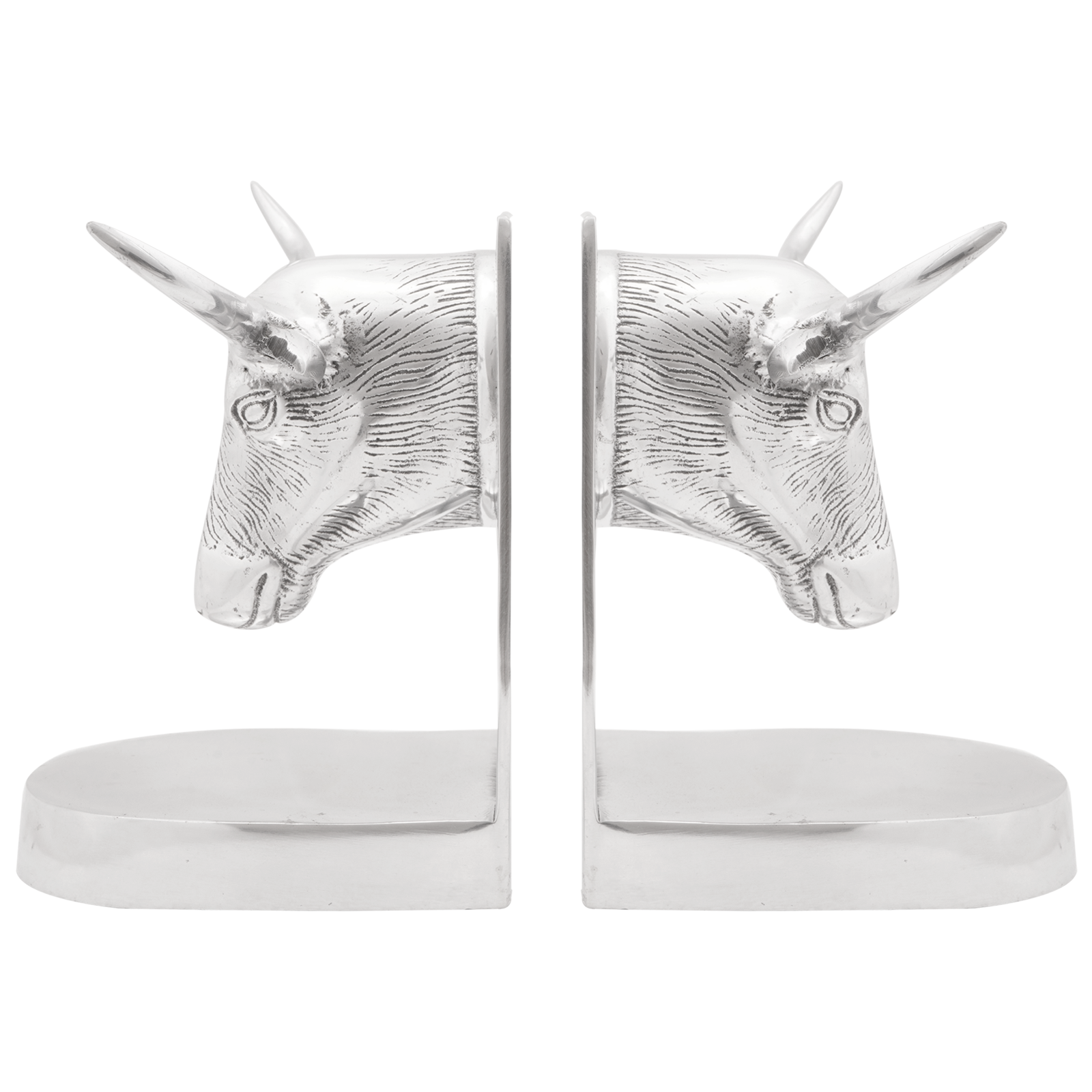 Bookends 2 pcs Silver 21,5x15,5x20 cm Aluminium Bull - Image 4