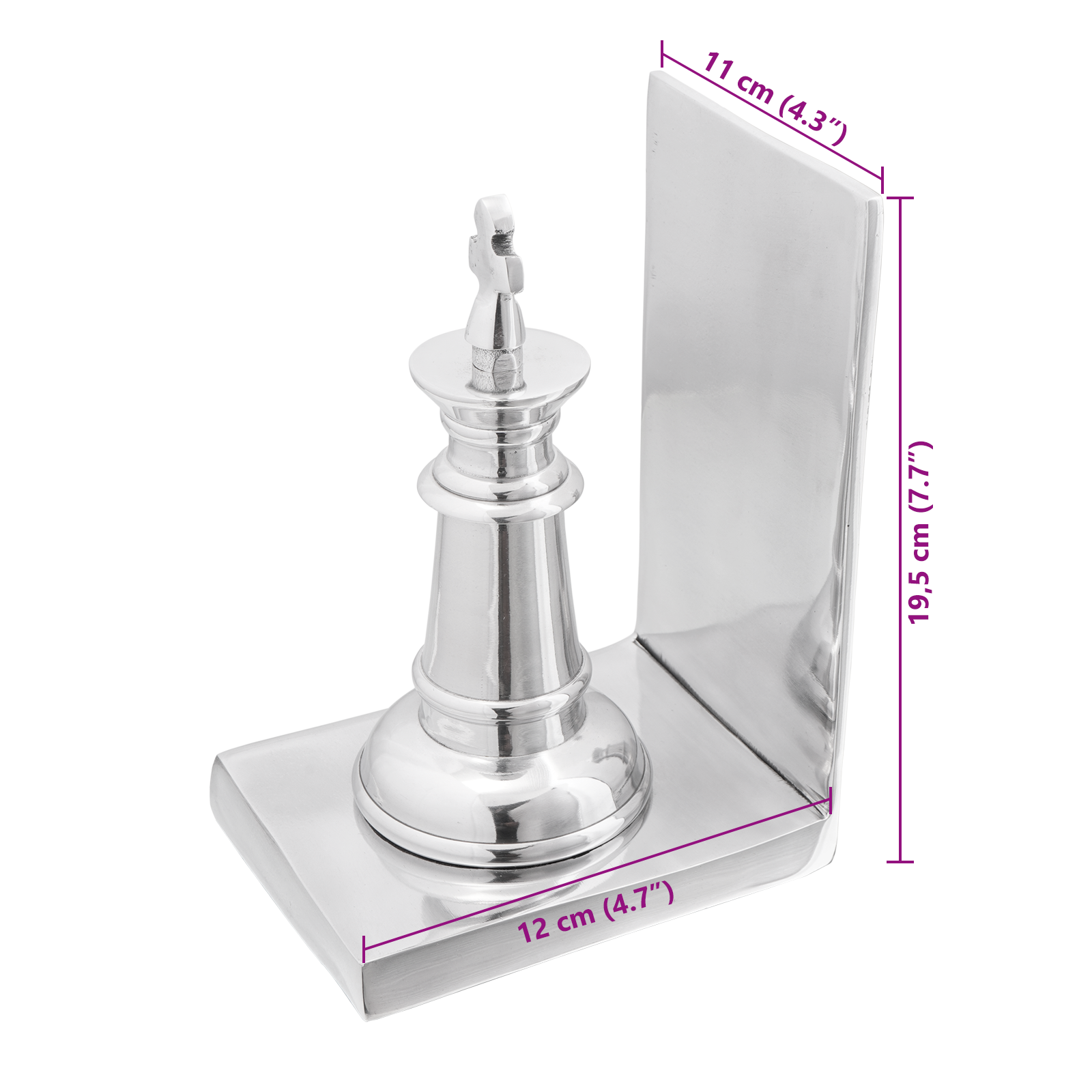 Bookends 2 pcs Silver 11x12x19,5 cm Aluminium Chess - Image 11