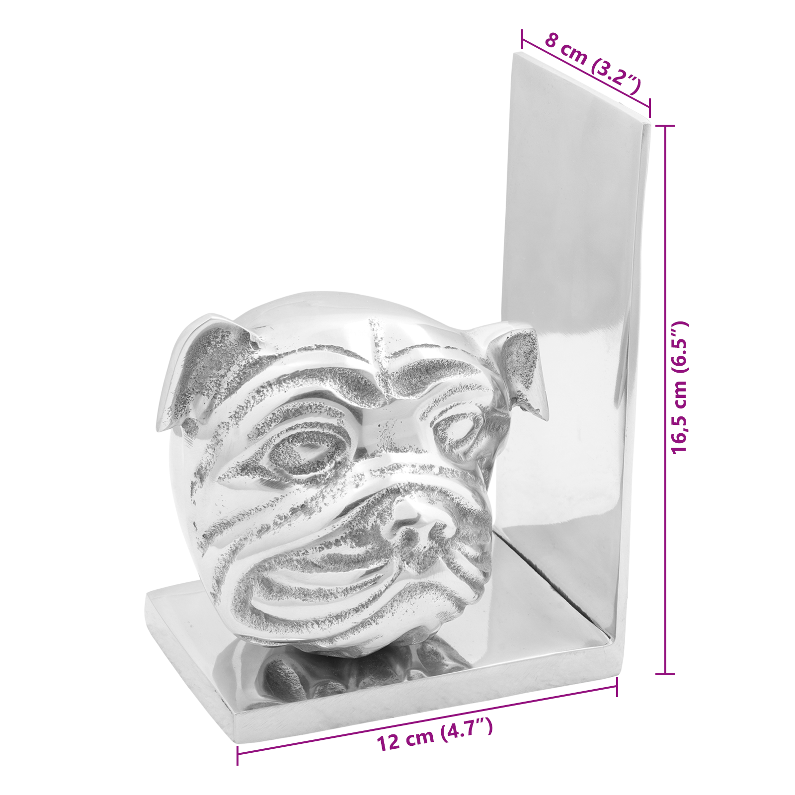 Bookends 2 pcs Silver 8x12x16,5 cm Aluminium Dog - Image 9