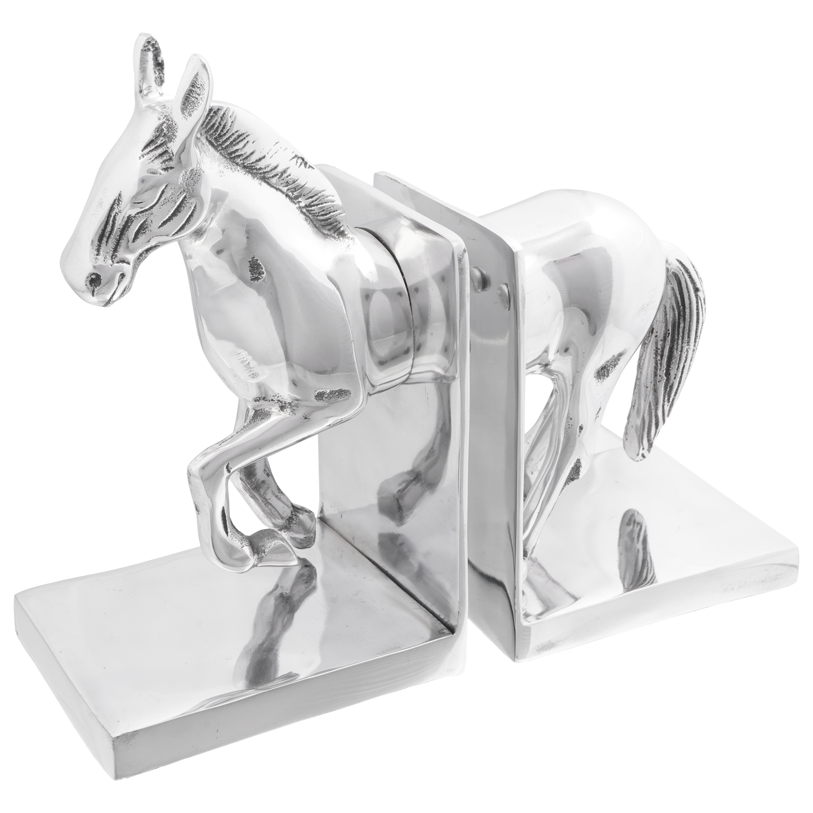 Bookends 2 pcs Silver 11x14x25 cm Aluminium Horse - Image 3