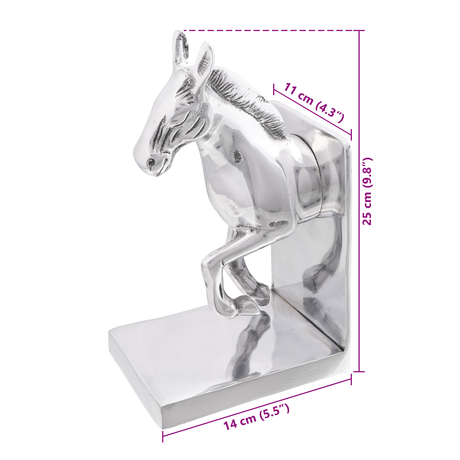 Bookends 2 pcs Silver 11x14x25 cm Aluminium Horse - Image 11