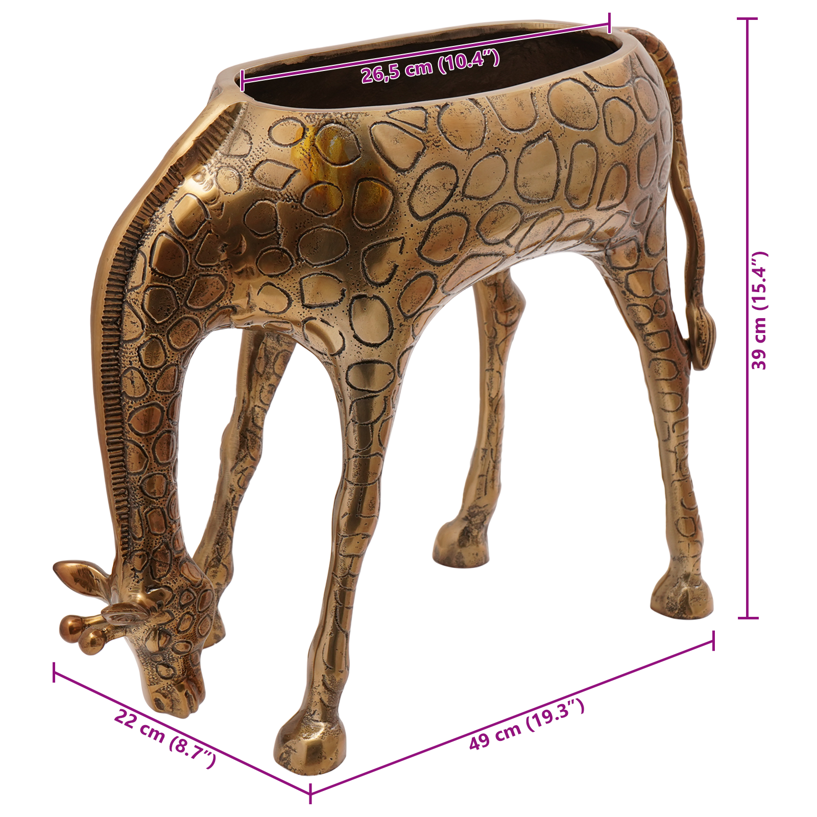 Giraffe-Shaped Ice Bucket in Brass - 49x22x39 cm Aluminum - Image 9