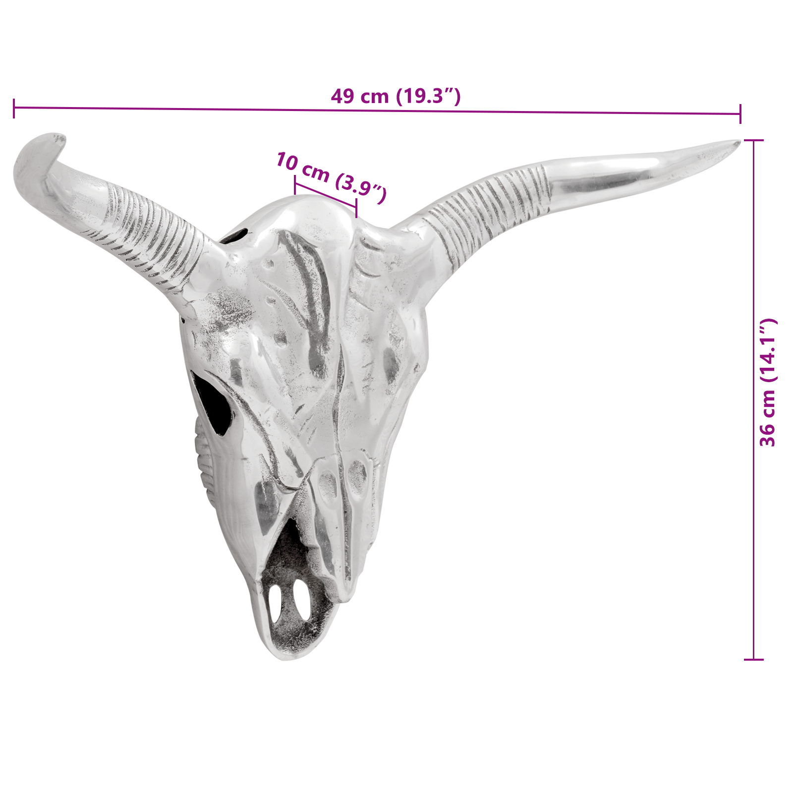 Wall Mounted Bull Skull Silver 49x10x36 cm Aluminium - Image 9