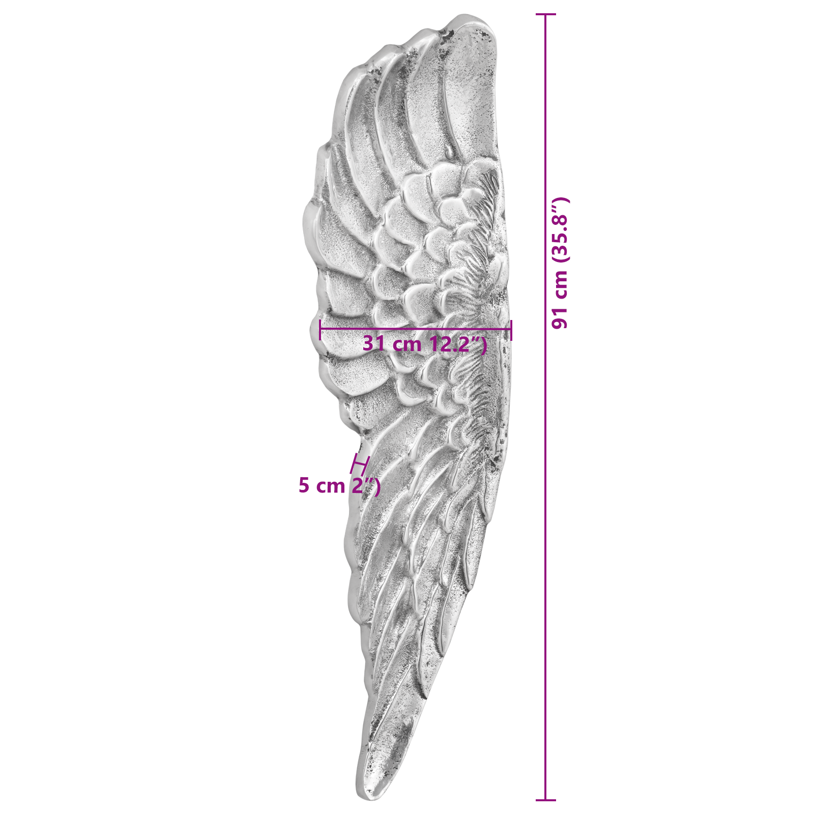 Wings Silver 91x31x5 cm Aluminium - Image 9