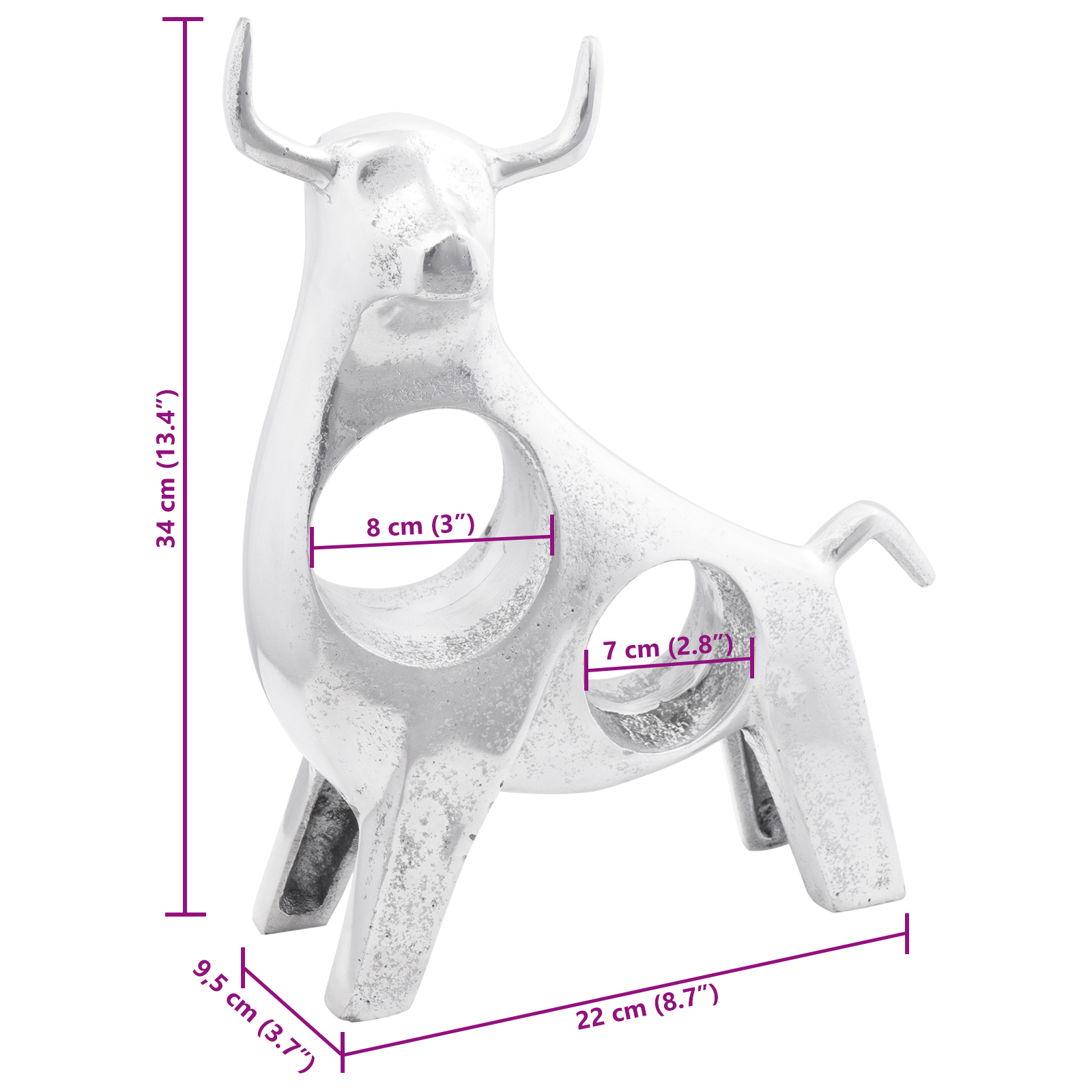 Bull Sculpture Silver 22x9,5x34 cm Aluminium - Image 9