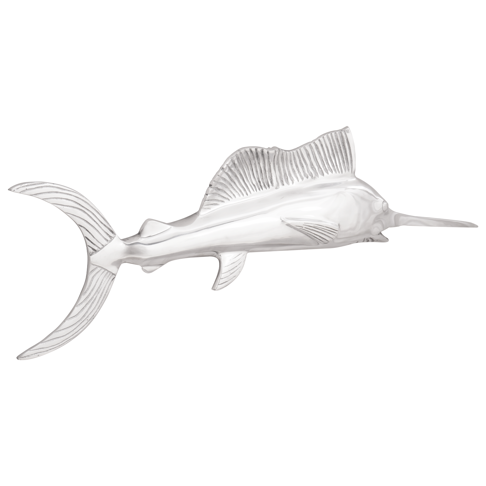Wall-Mounted Swordfish, Silver, 91 x 8 x 26 cm, Aluminum