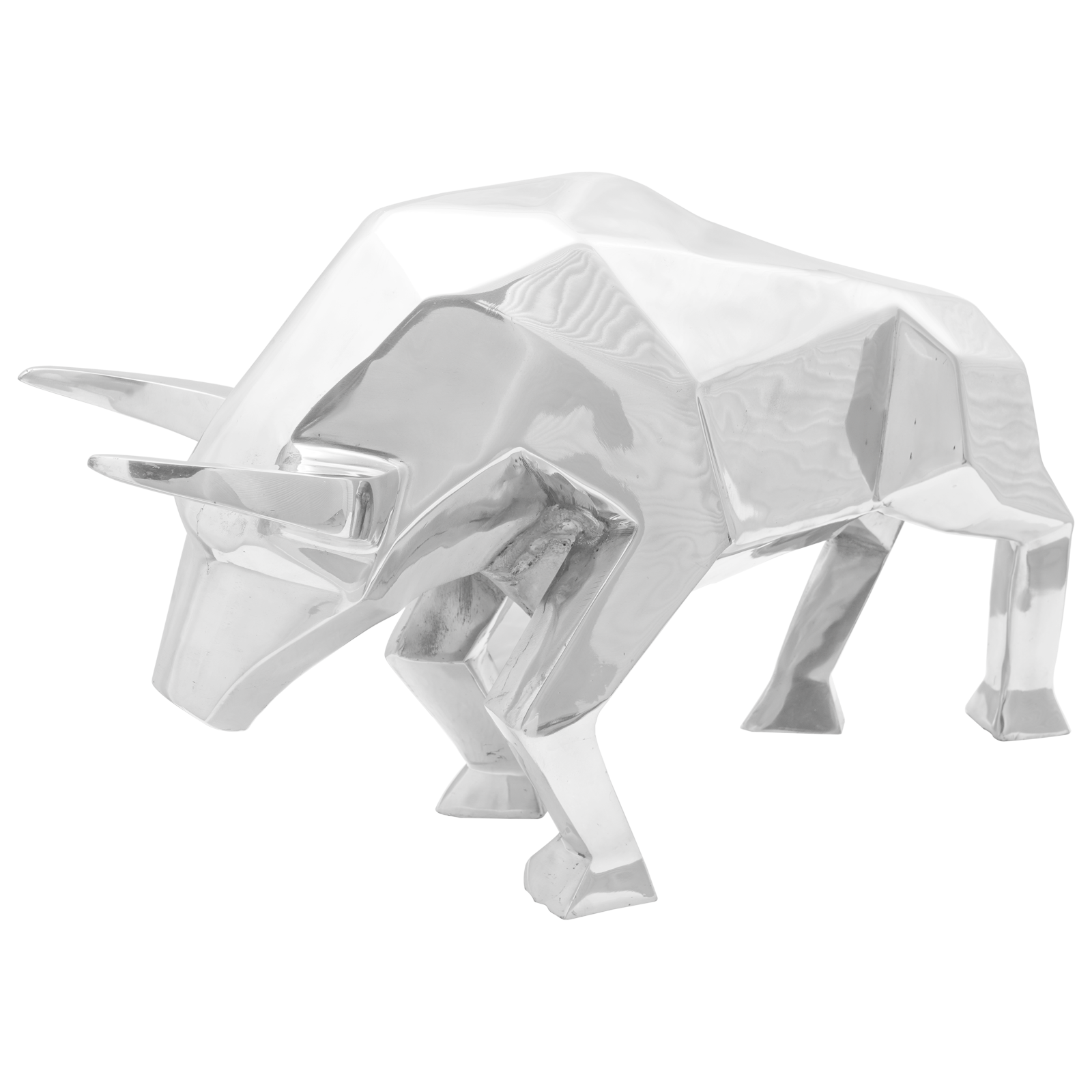 Bull Sculpture Silver 74x23x39 cm Aluminium