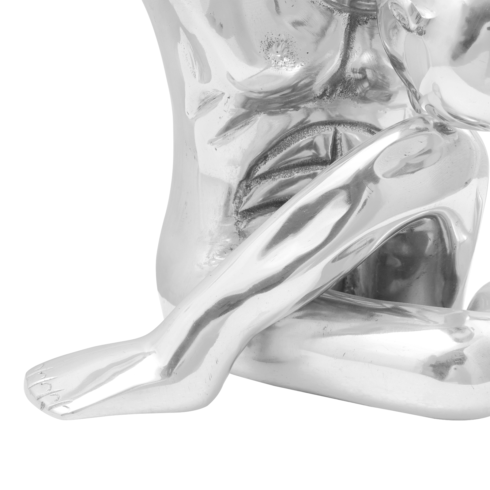 Sculpture Silver 63x20x22 cm Aluminium Thinking Man - Image 5