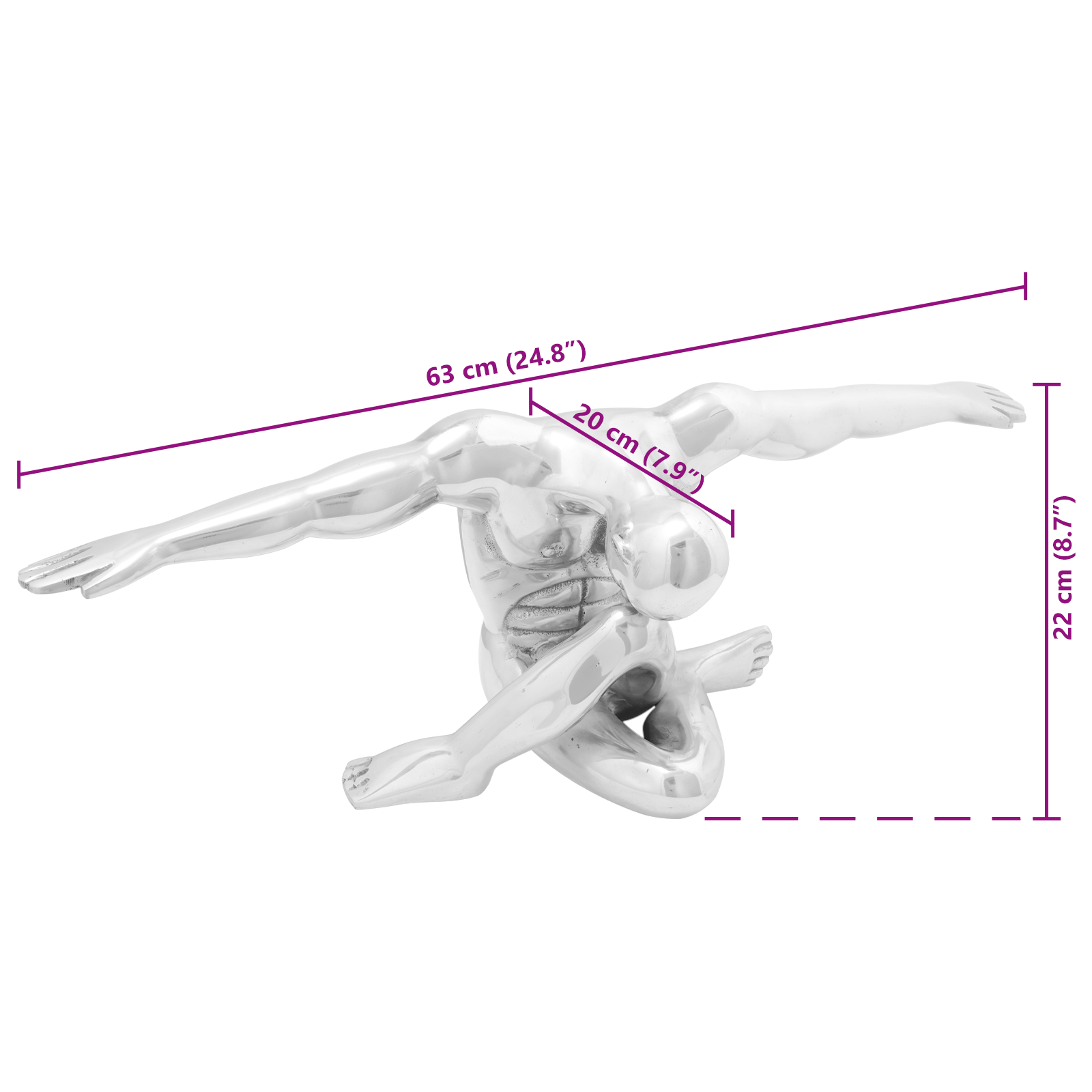 Sculpture Silver 63x20x22 cm Aluminium Thinking Man - Image 7