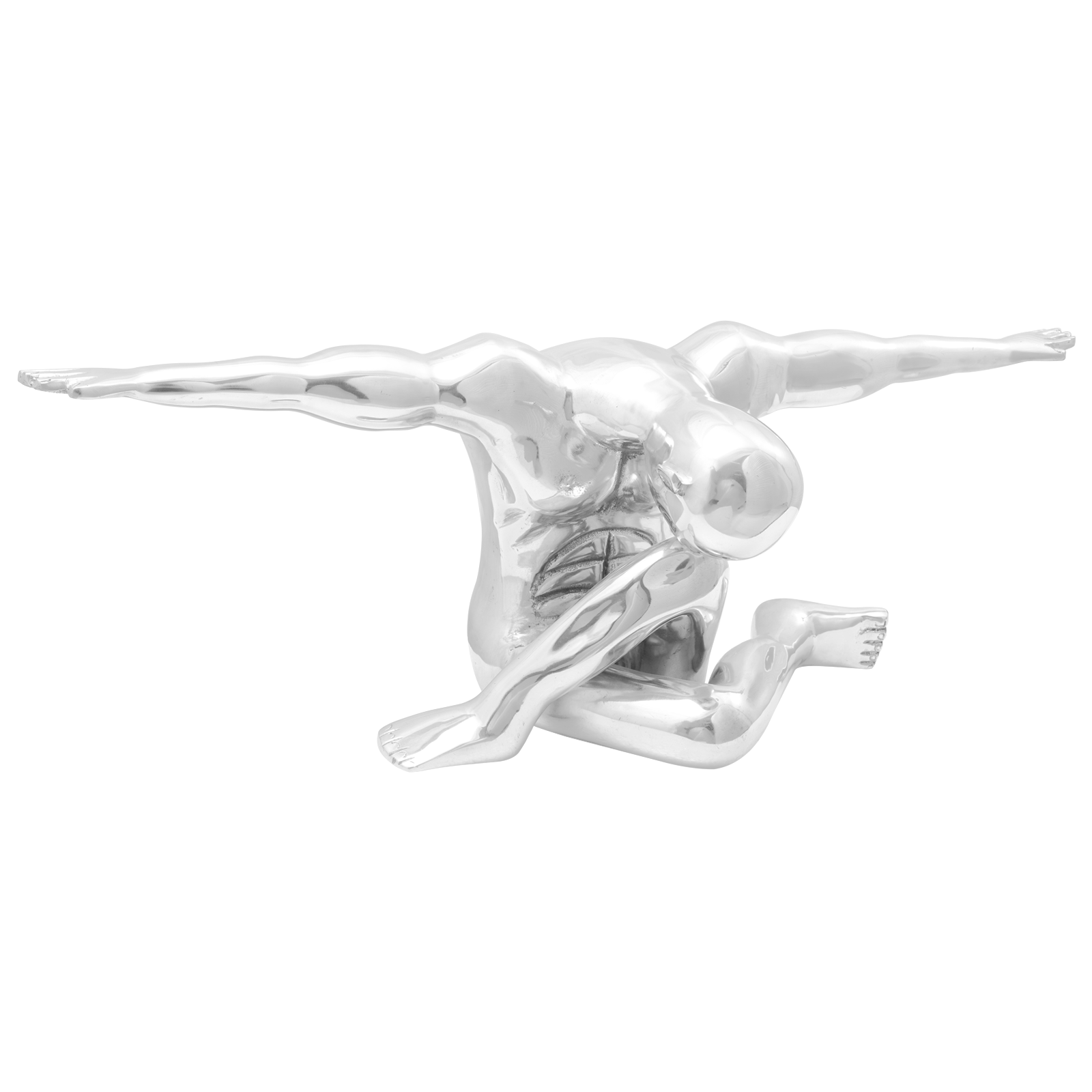 Thumbnail - vidaXL Skulptur Silbern 91,5x32x33 cm Aluminium Dankender Mann