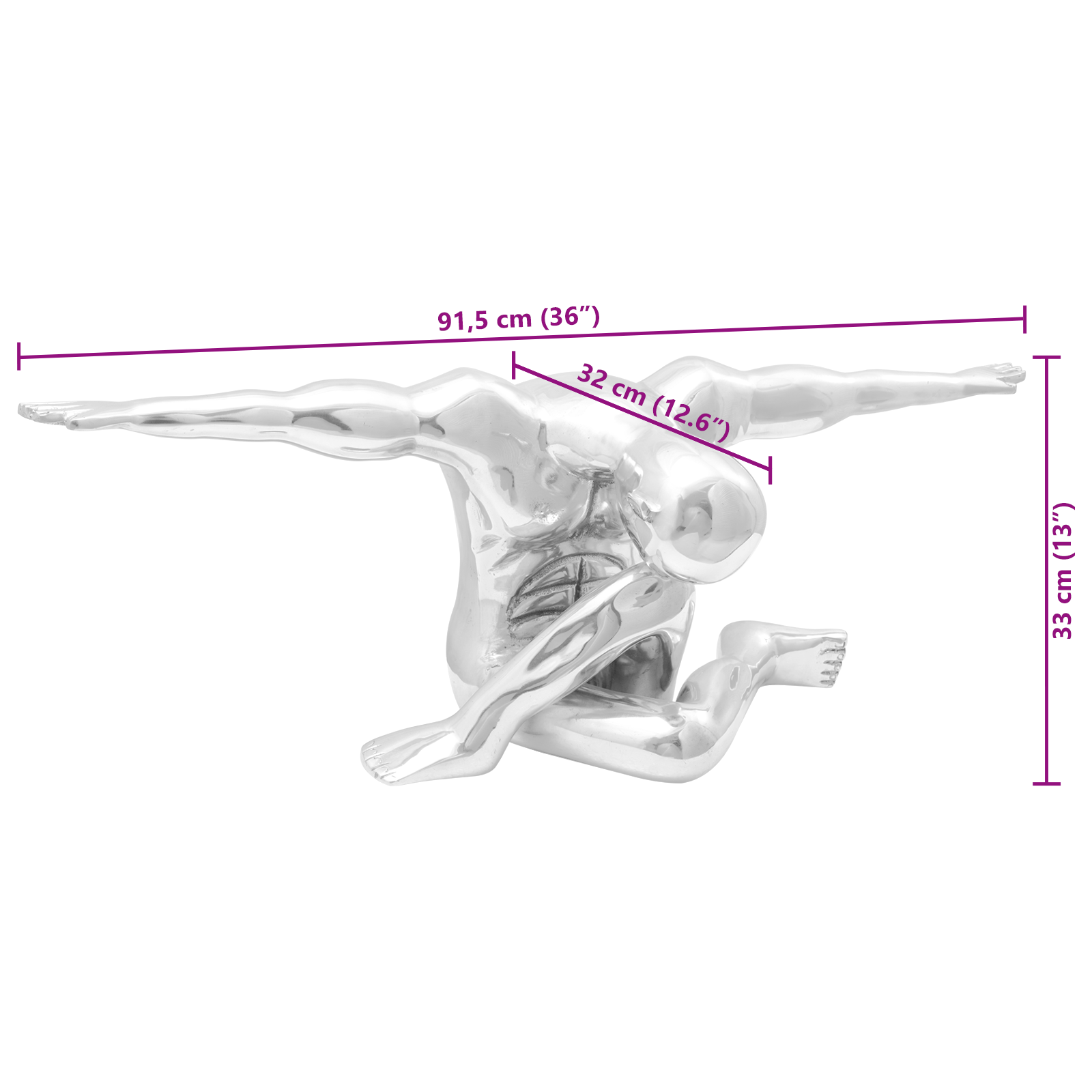 Skulptur Silbern 91,5x32x33 cm Aluminium Dankender Mann - deko-licht-gartendeko - Your Garden Eden