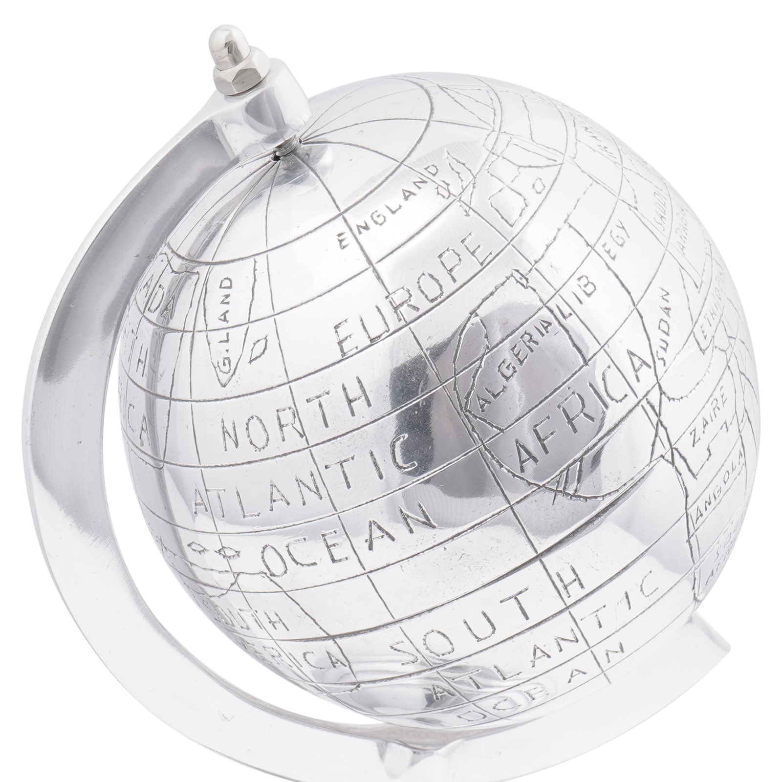 Globe Sculpture Silver 16.5x14x26 cm Aluminium - Image 4