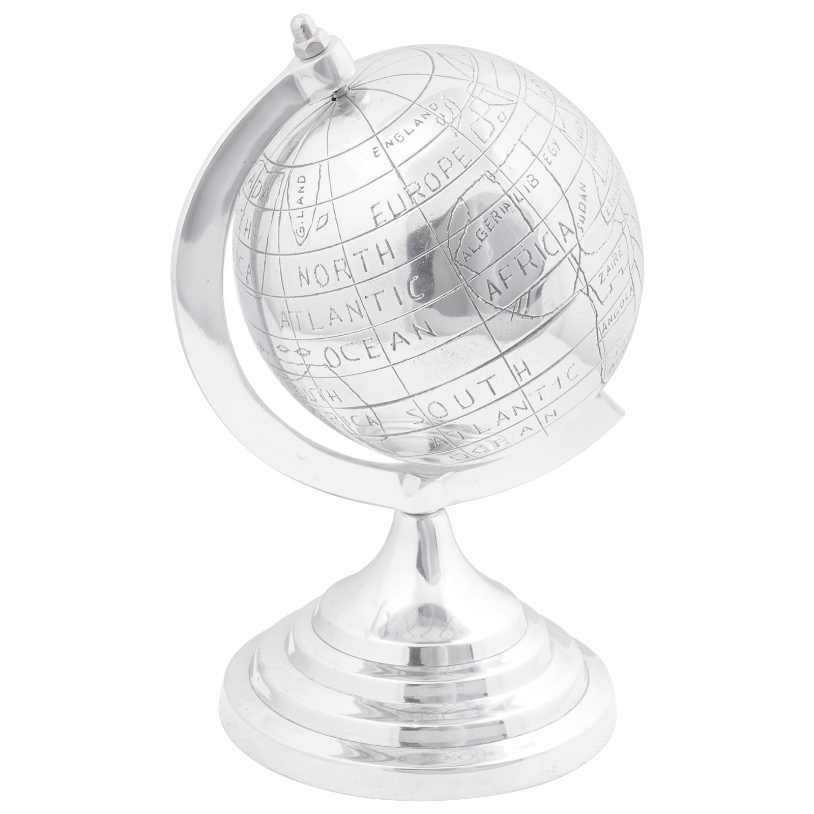 Globe Sculptuur Zilver 16.5x14x26 cm Aluminium