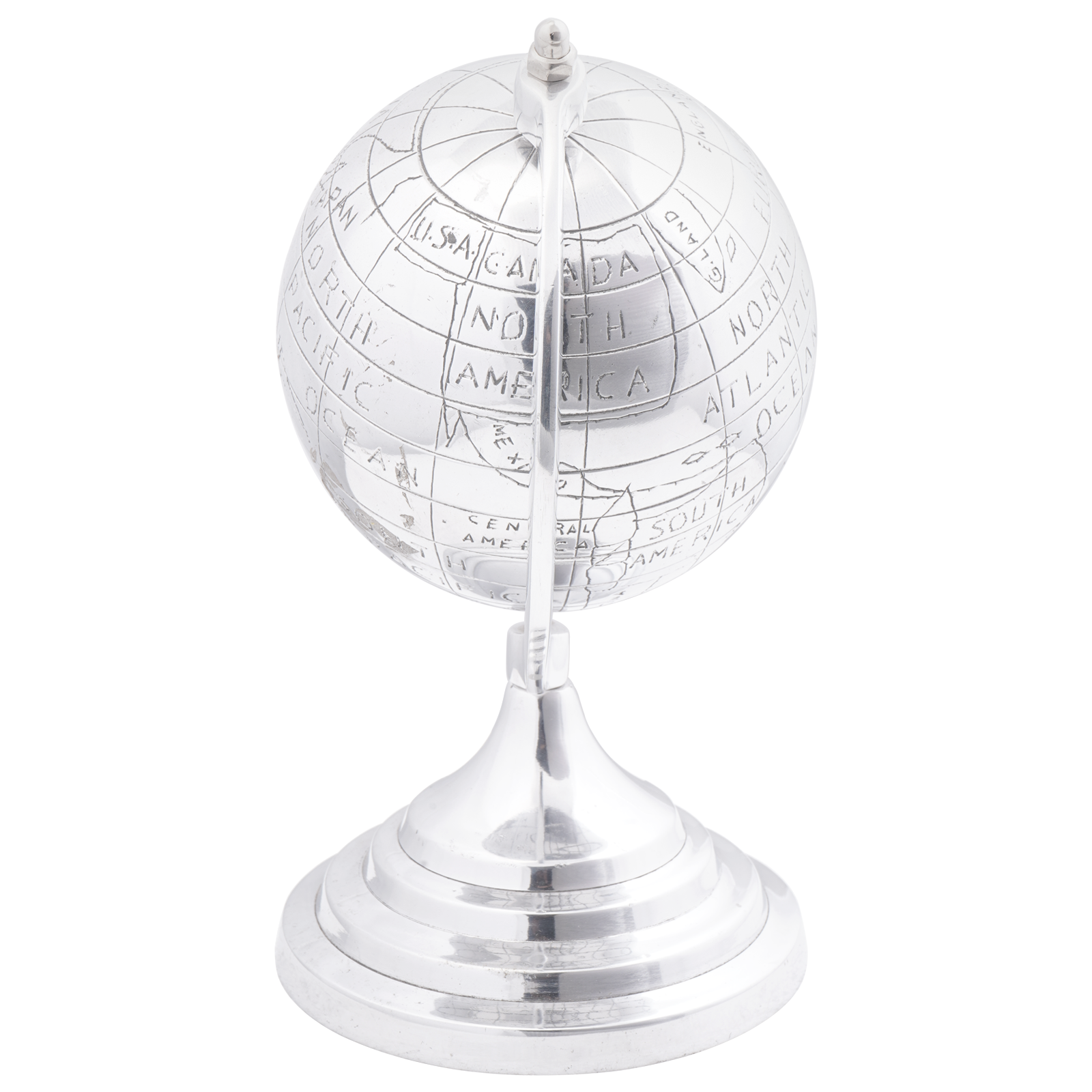 Globe Sculpture Silver 16.5x14x26 cm Aluminium - Image 2