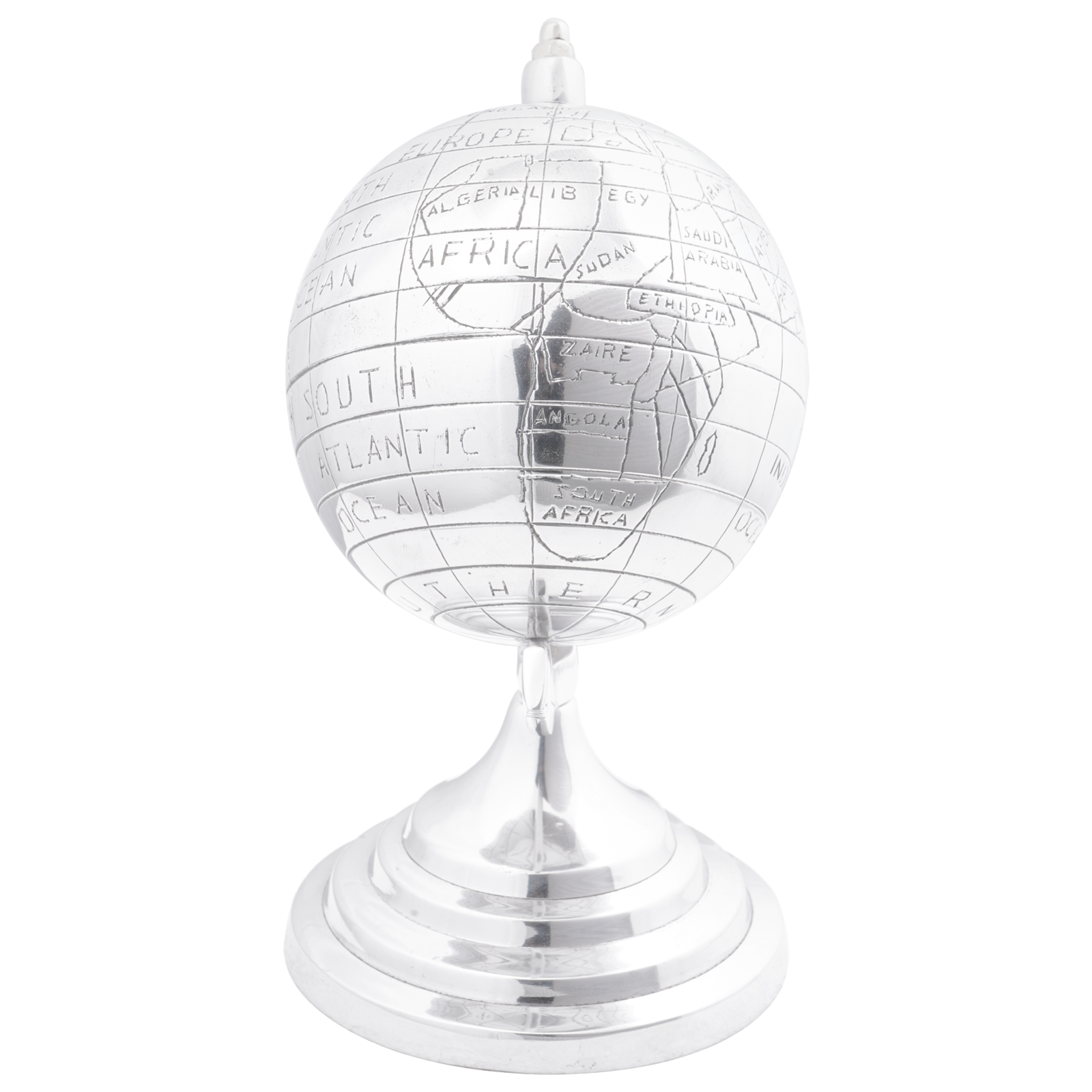 Globe Sculpture Silver 16.5x14x26 cm Aluminium - Image 3