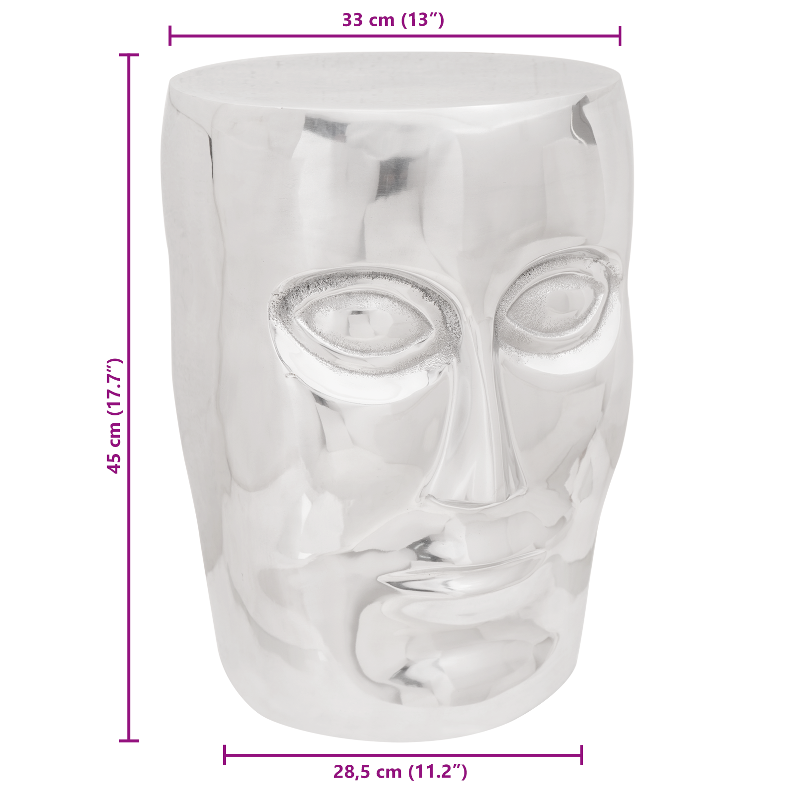 Face Stool Silver 33x33x45 cm Aluminium - Image 9