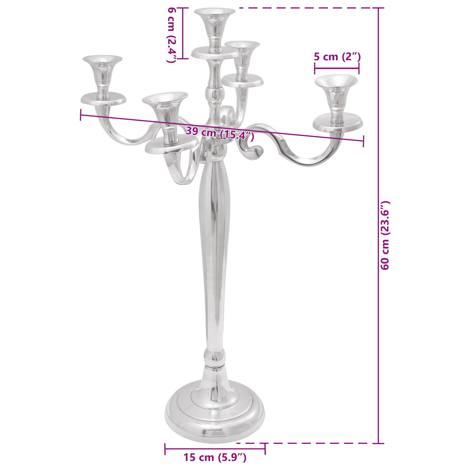 Candle Holder Silver 39x39x60 cm Aluminium - Image 7
