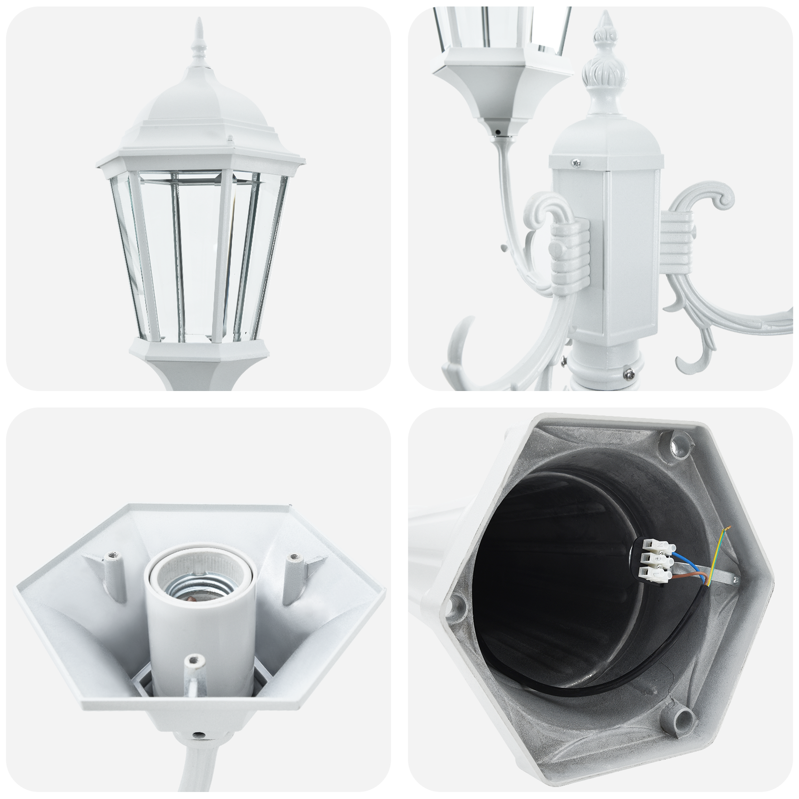 Gartenlaterne mit 3 Lampen E27 Weiß 235 cm Aluminium - deko-licht-gartenbeleuchtung - Your Garden Eden