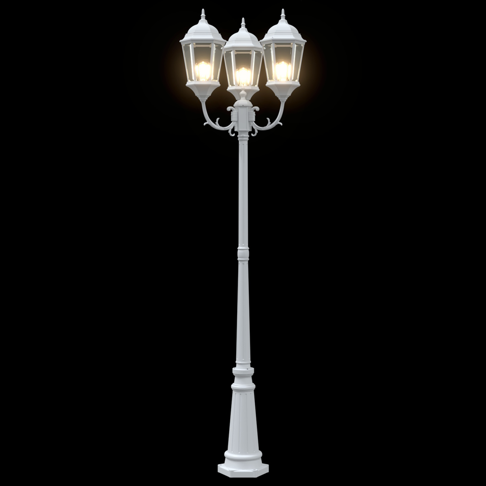 Gartenlaterne mit 3 Lampen E27 Weiß 235 cm Aluminium - deko-licht-gartenbeleuchtung - Your Garden Eden