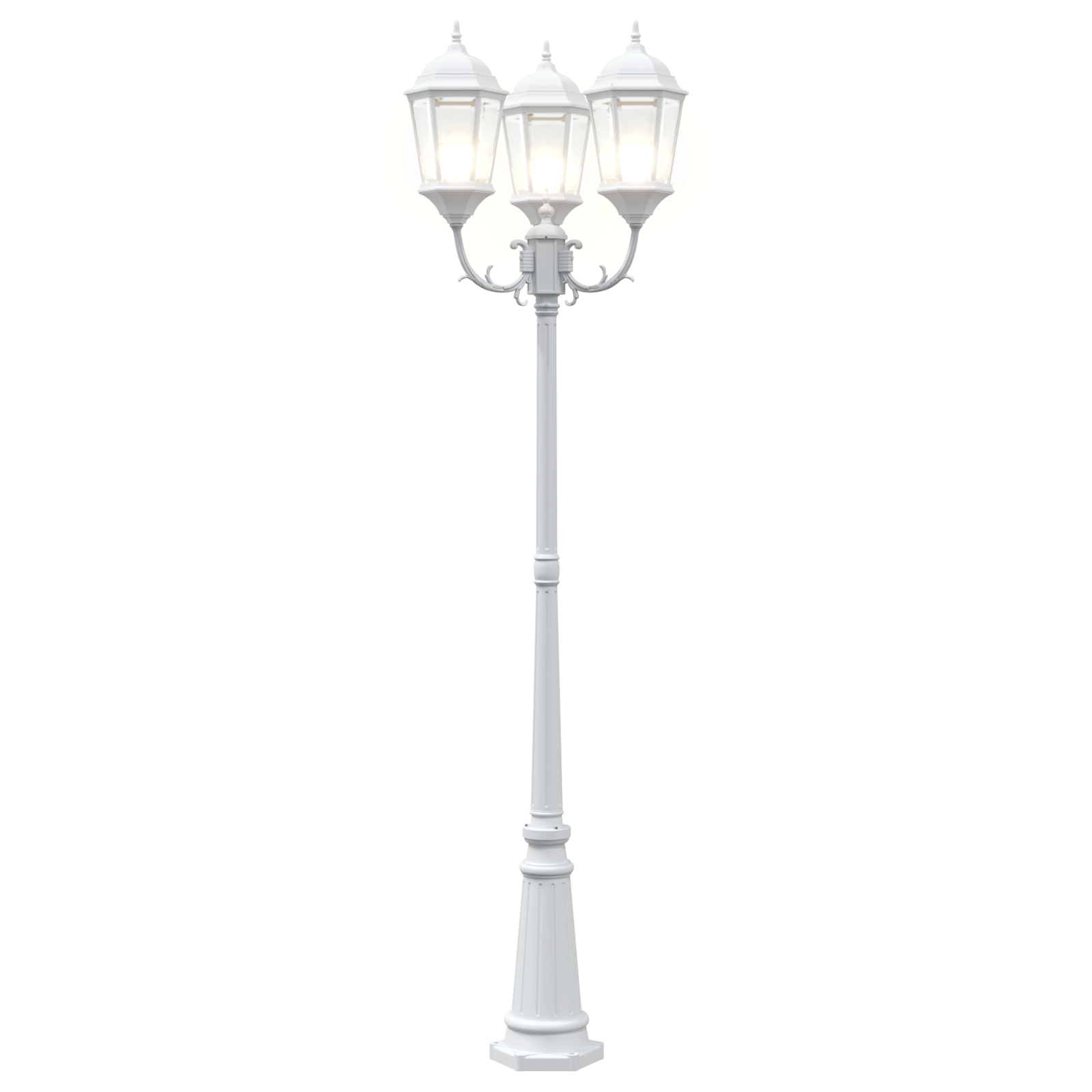 Gartenlaterne mit 3 Lampen E27 Weiß 235 cm Aluminium - deko-licht-gartenbeleuchtung - Your Garden Eden