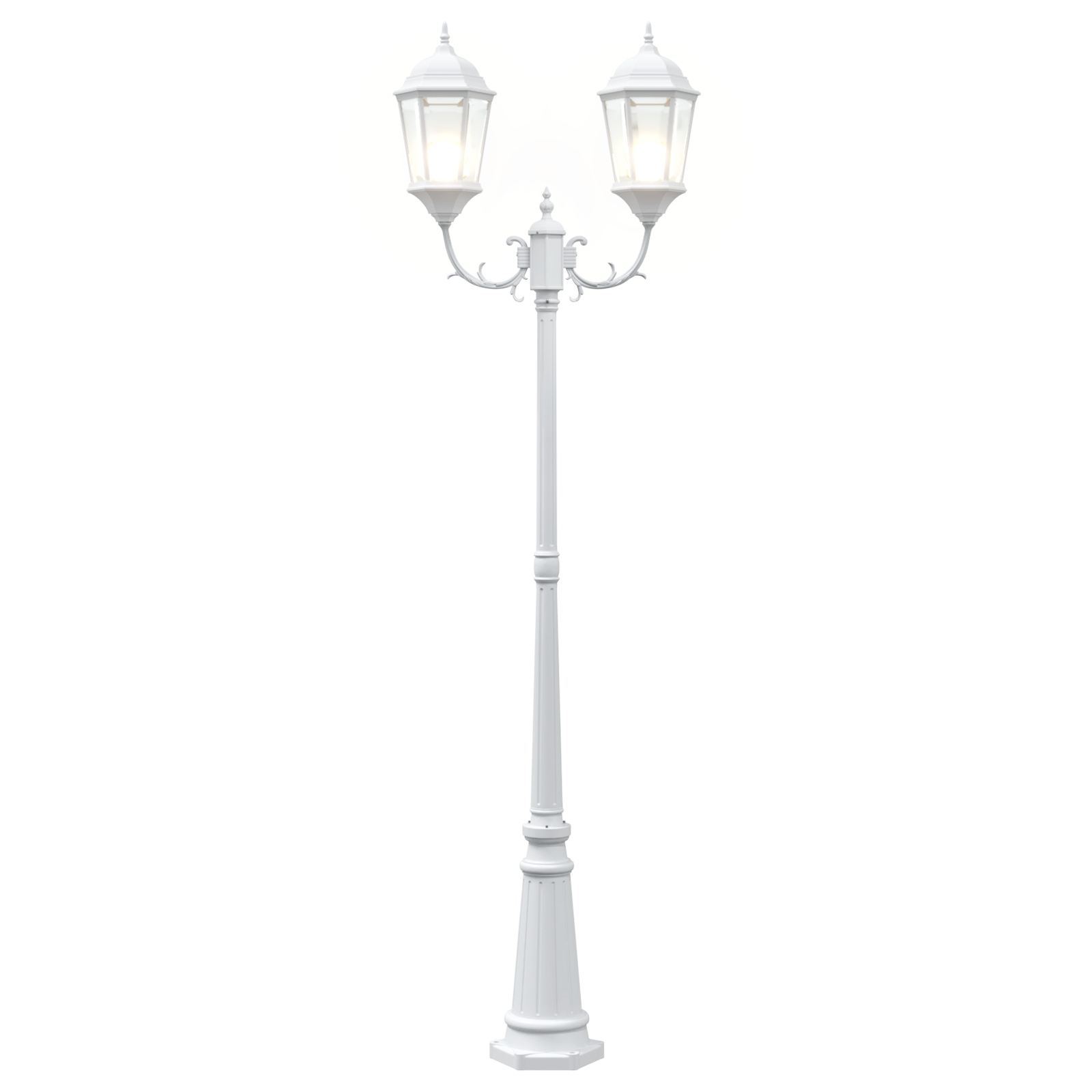 Garden Light Post 2-Lamp E27 White 235 cm Aluminium - Image 7