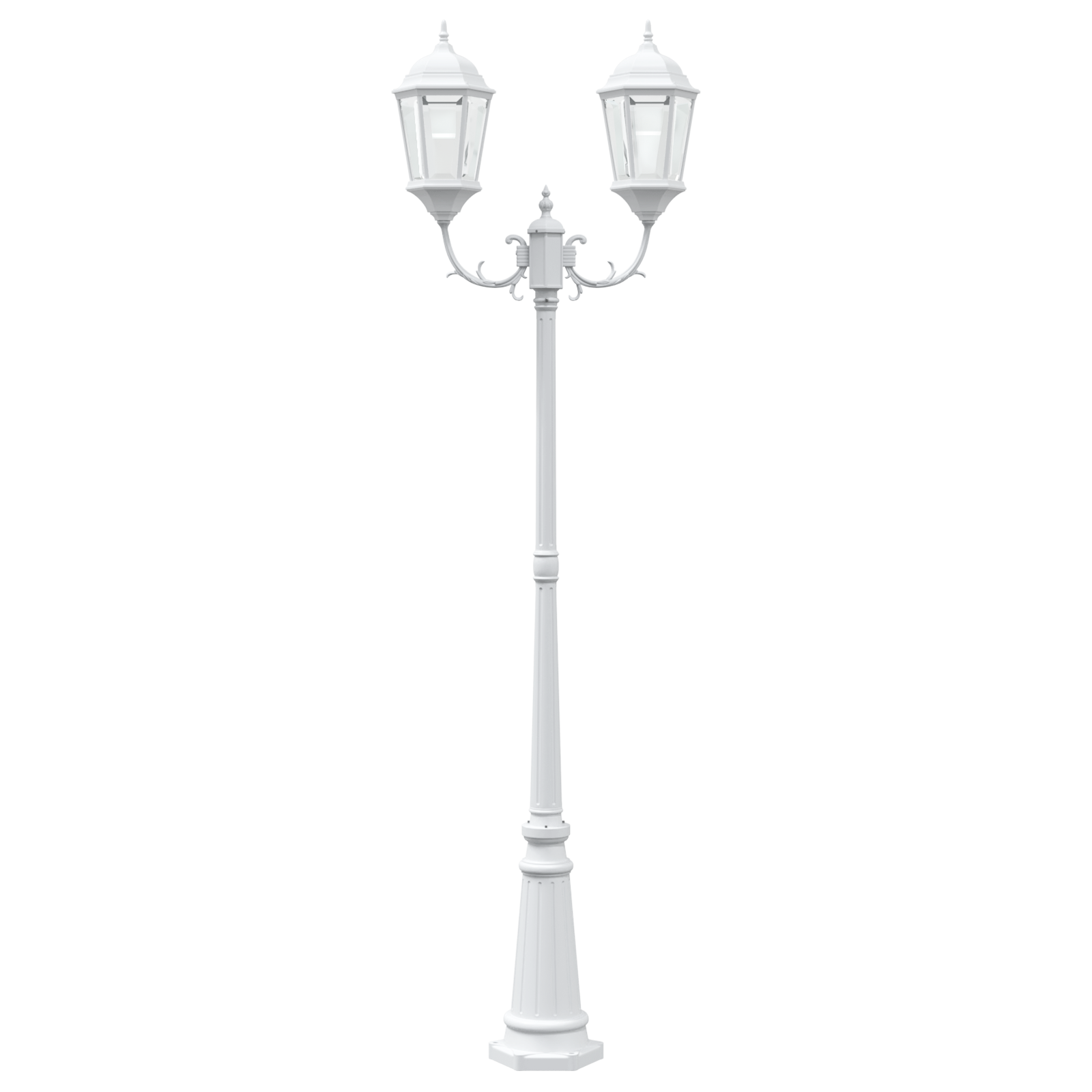 Garden Light Post 2-Lamp E27 White 235 cm Aluminium - Image 3