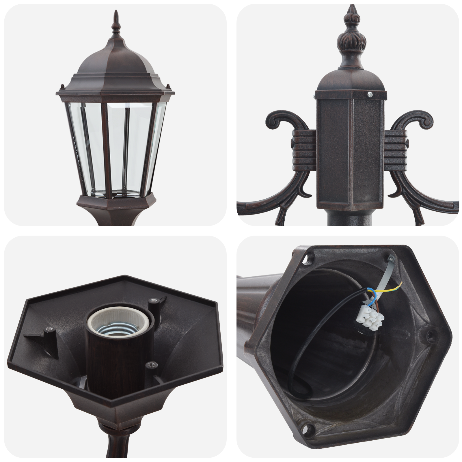 Garden Light Post 2-Lamp E27 Bronze 235 cm Aluminium - Image 5