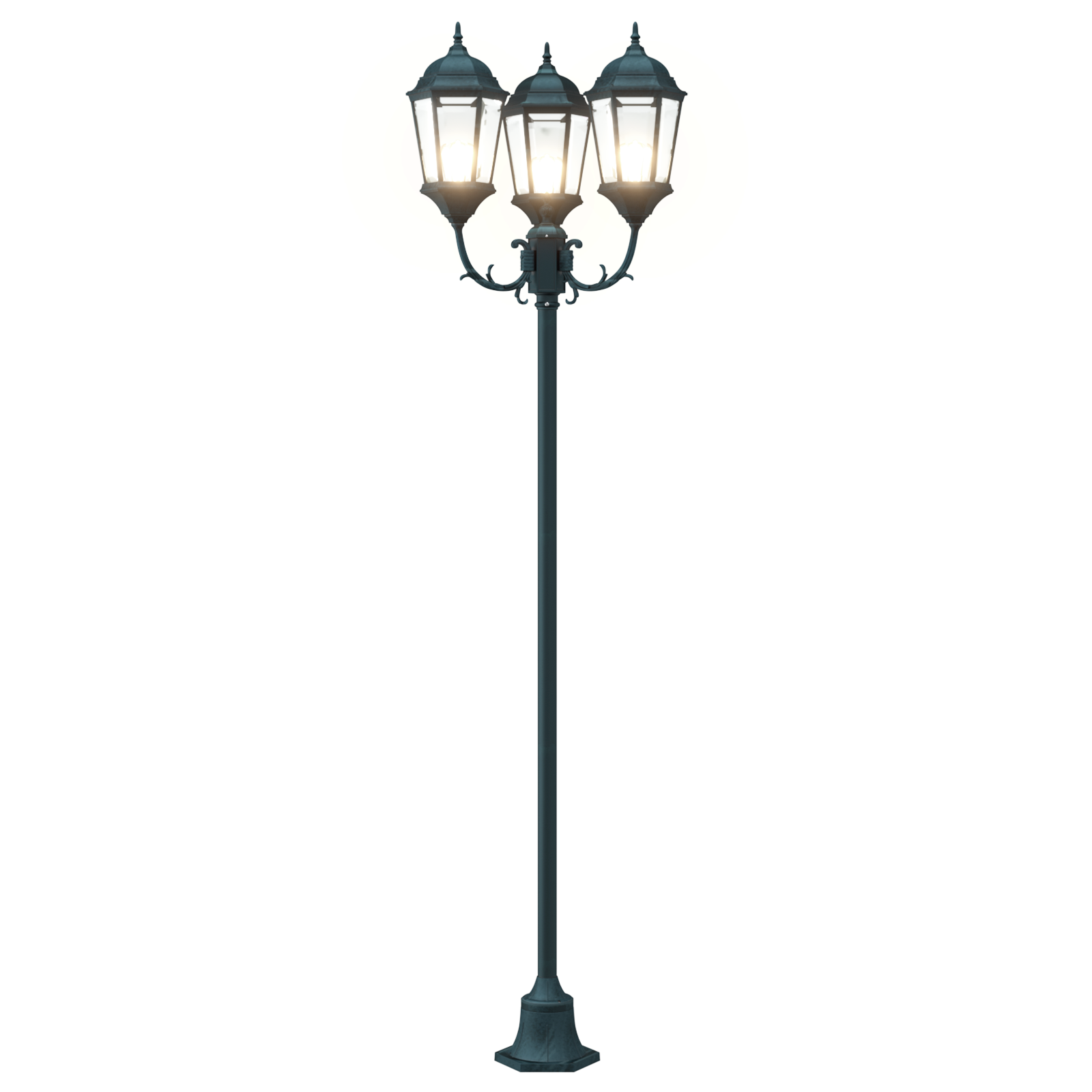 Garden Light Post 3-Lamp E27 Green 220 cm Aluminium - Image 7