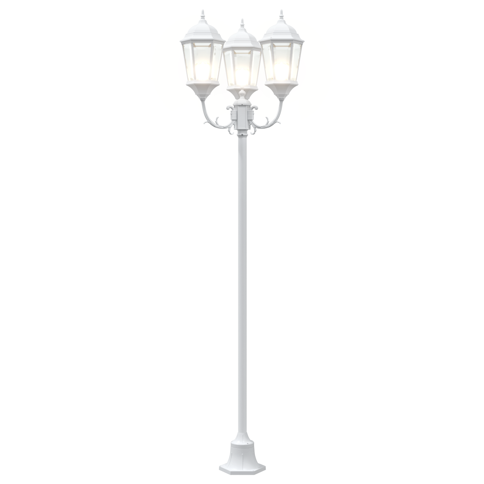 Garden Light Post 3-Lamp E27 White 220 cm Aluminium - Image 7