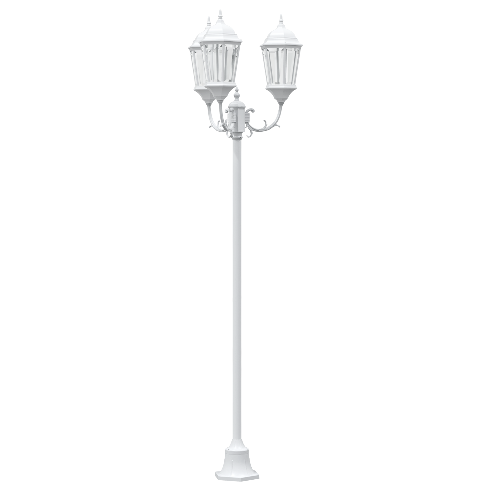 Garden Light Post 3-Lamp E27 White 220 cm Aluminium - Image 2