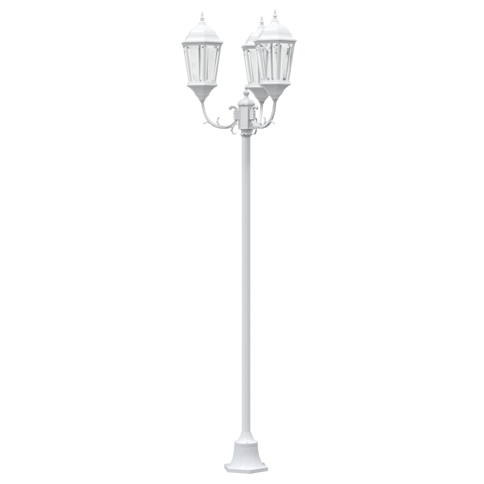 Garden Light Post 3-Lamp E27 White 220 cm Aluminium - Image 4
