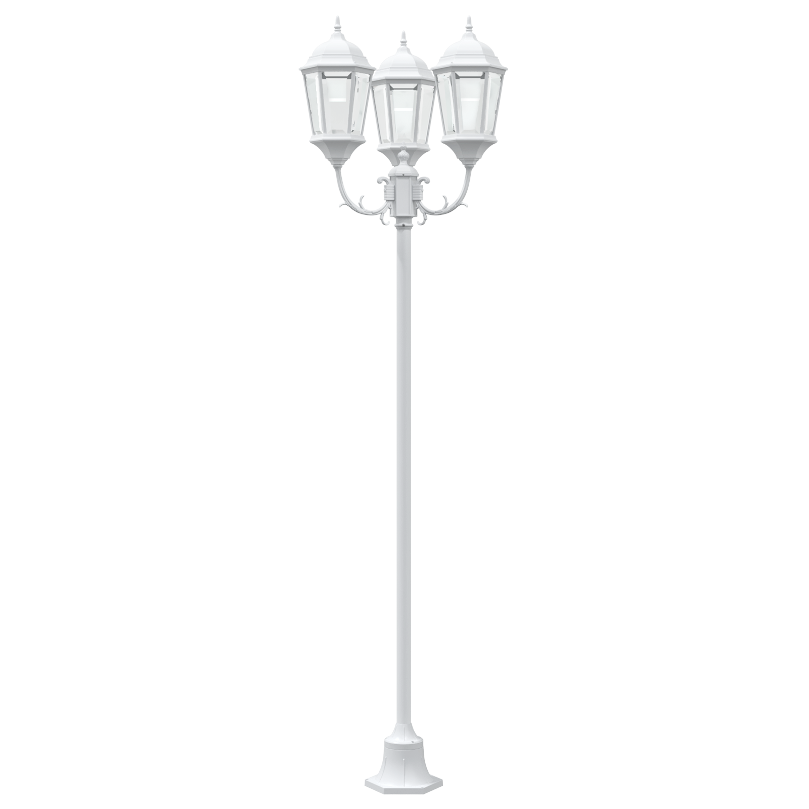 Garden Light Post 3-Lamp E27 White 220 cm Aluminium - Image 3