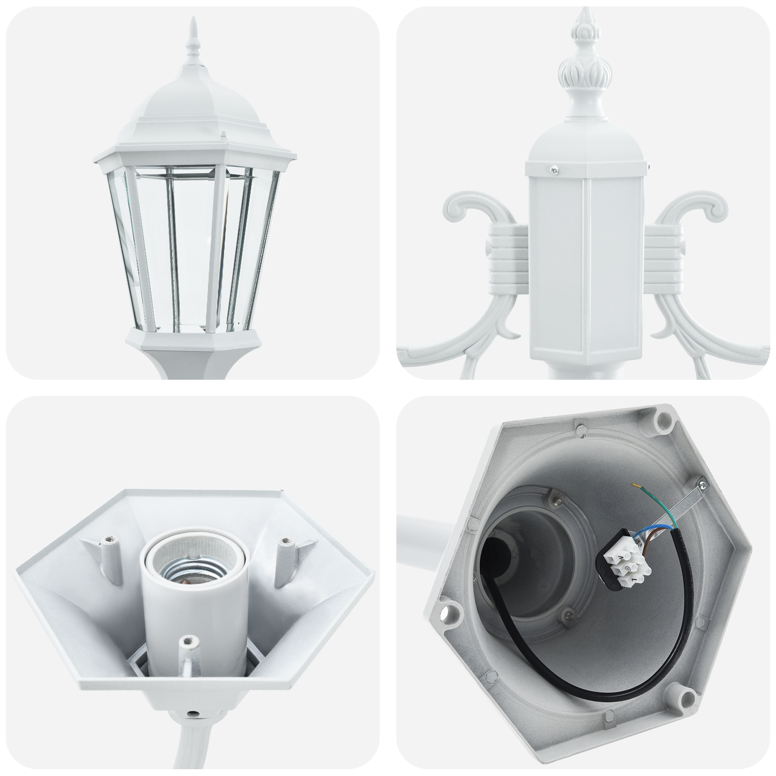 Garden Light Post 2-Lamp E27 White 220 cm Aluminium - Image 5