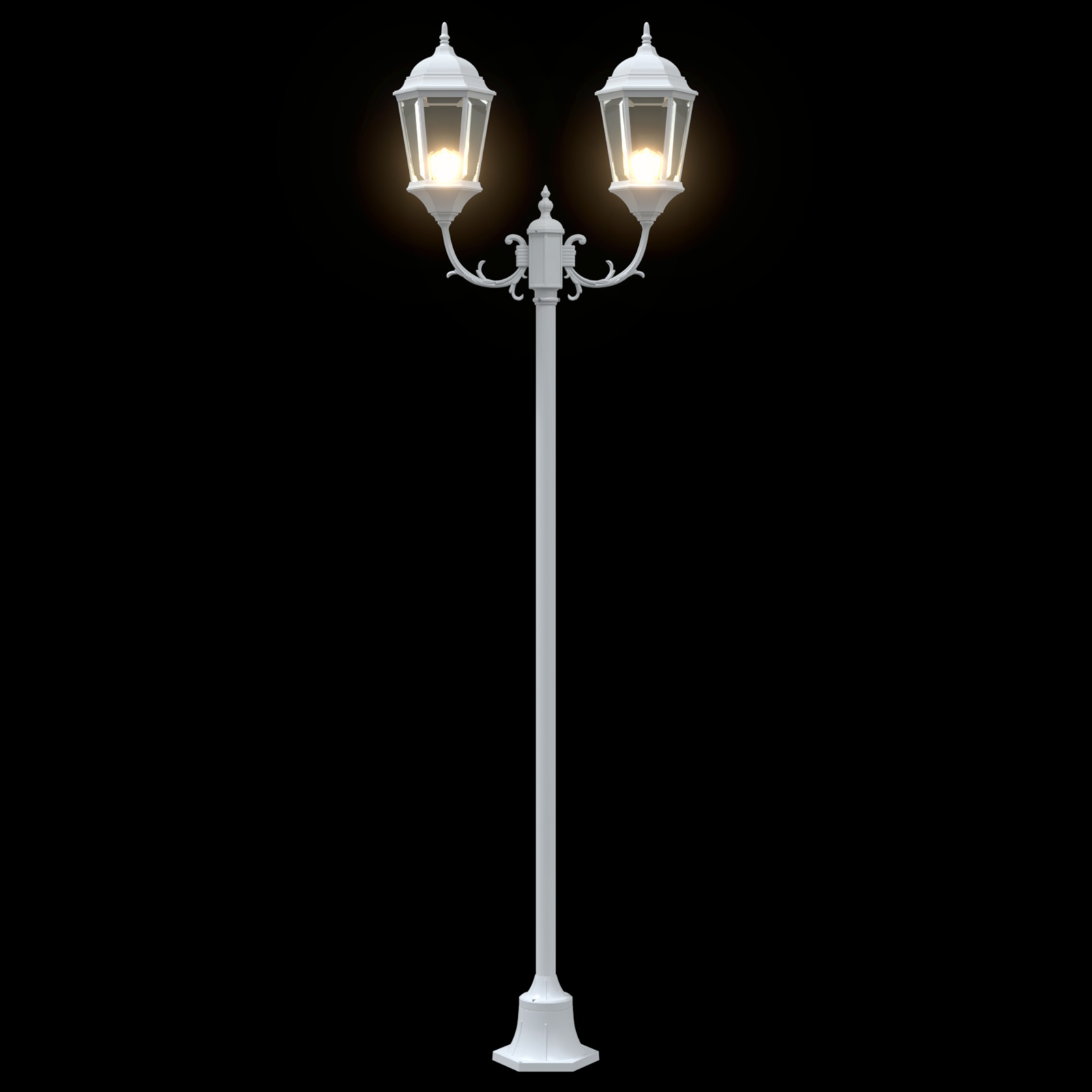 Garden Light Post 2-Lamp E27 White 220 cm Aluminium - Image 6