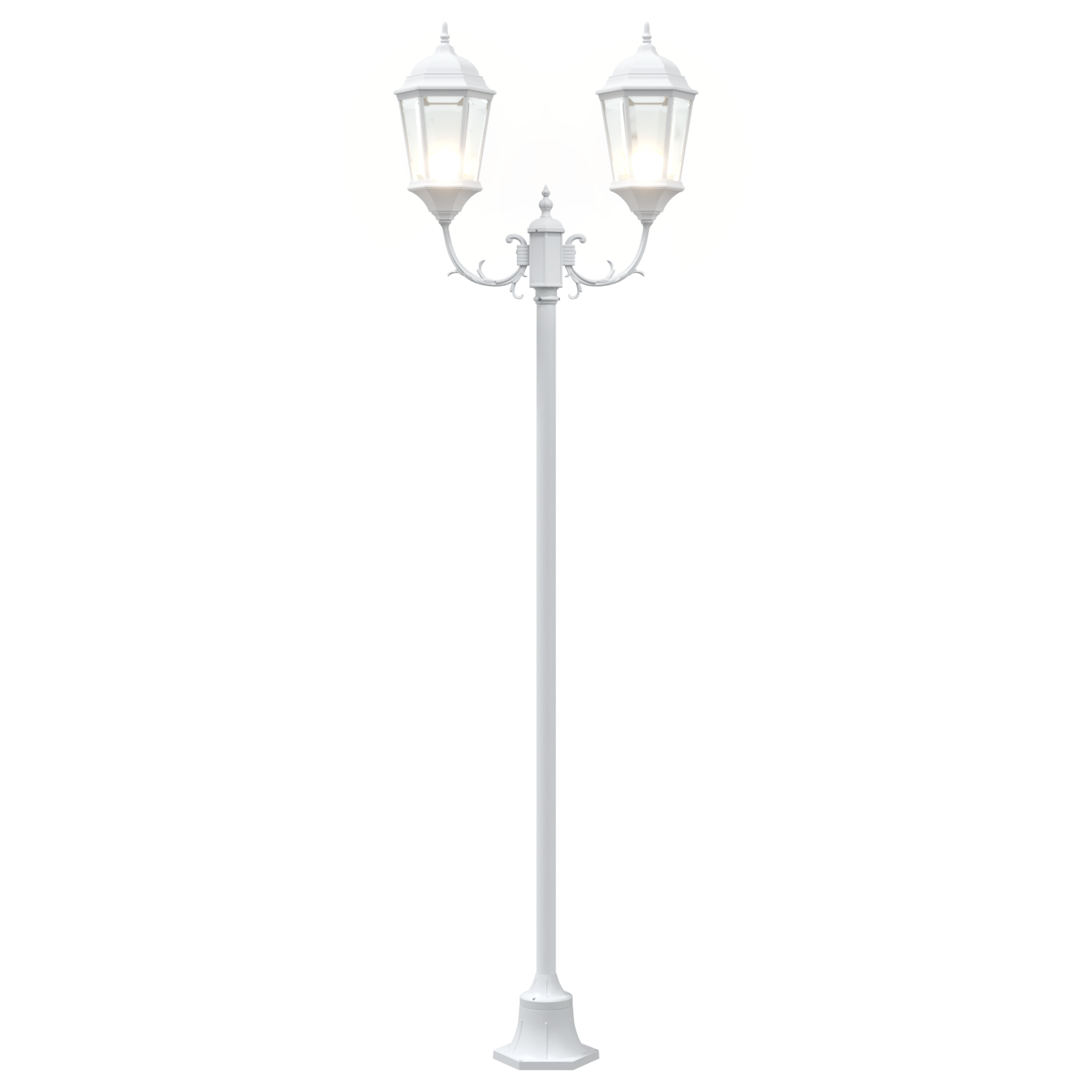 Garden Light Post 2-Lamp E27 White 220 cm Aluminium - Image 7