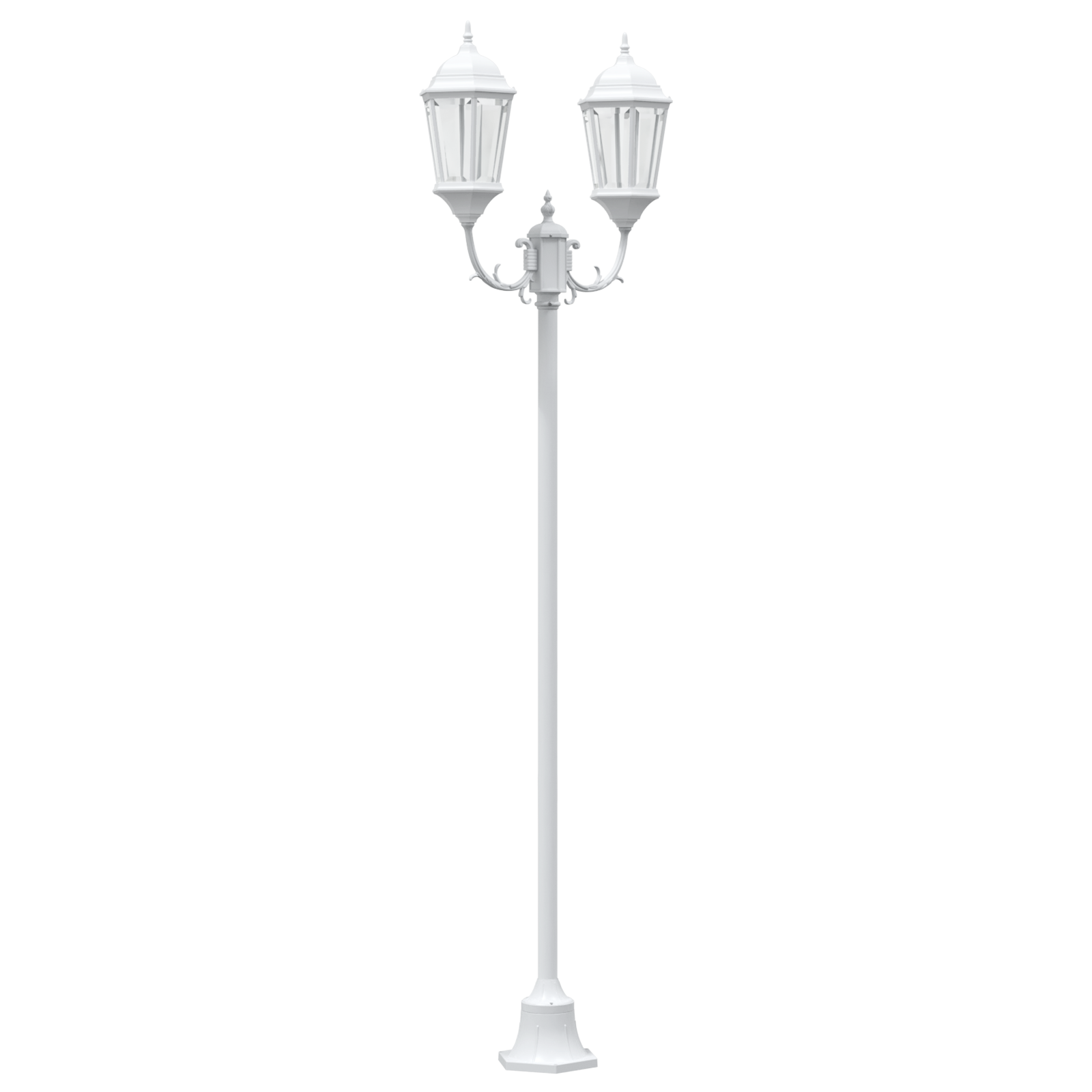 Garden Light Post 2-Lamp E27 White 220 cm Aluminium - Image 2