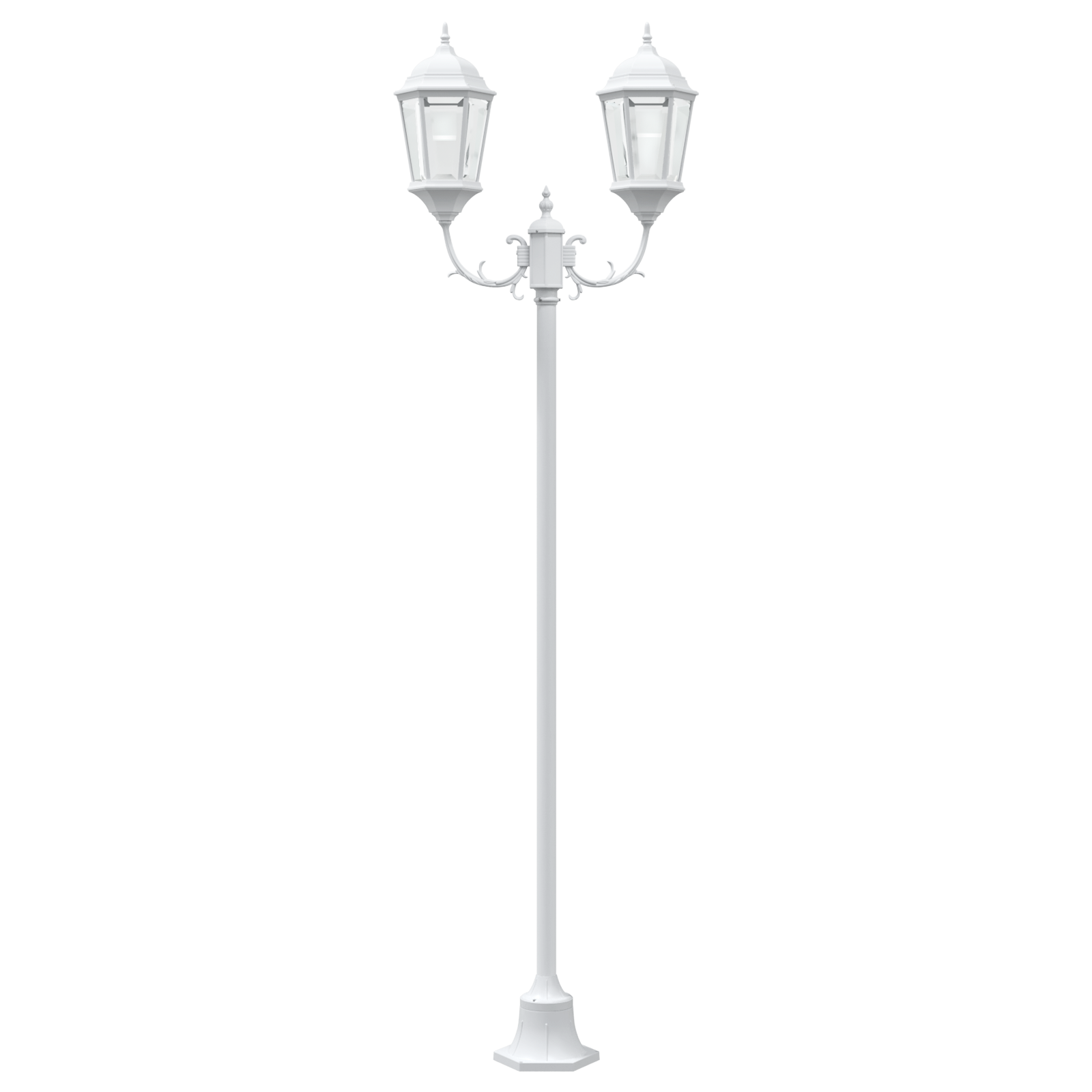 Garden Light Post 2-Lamp E27 White 220 cm Aluminium - Image 3
