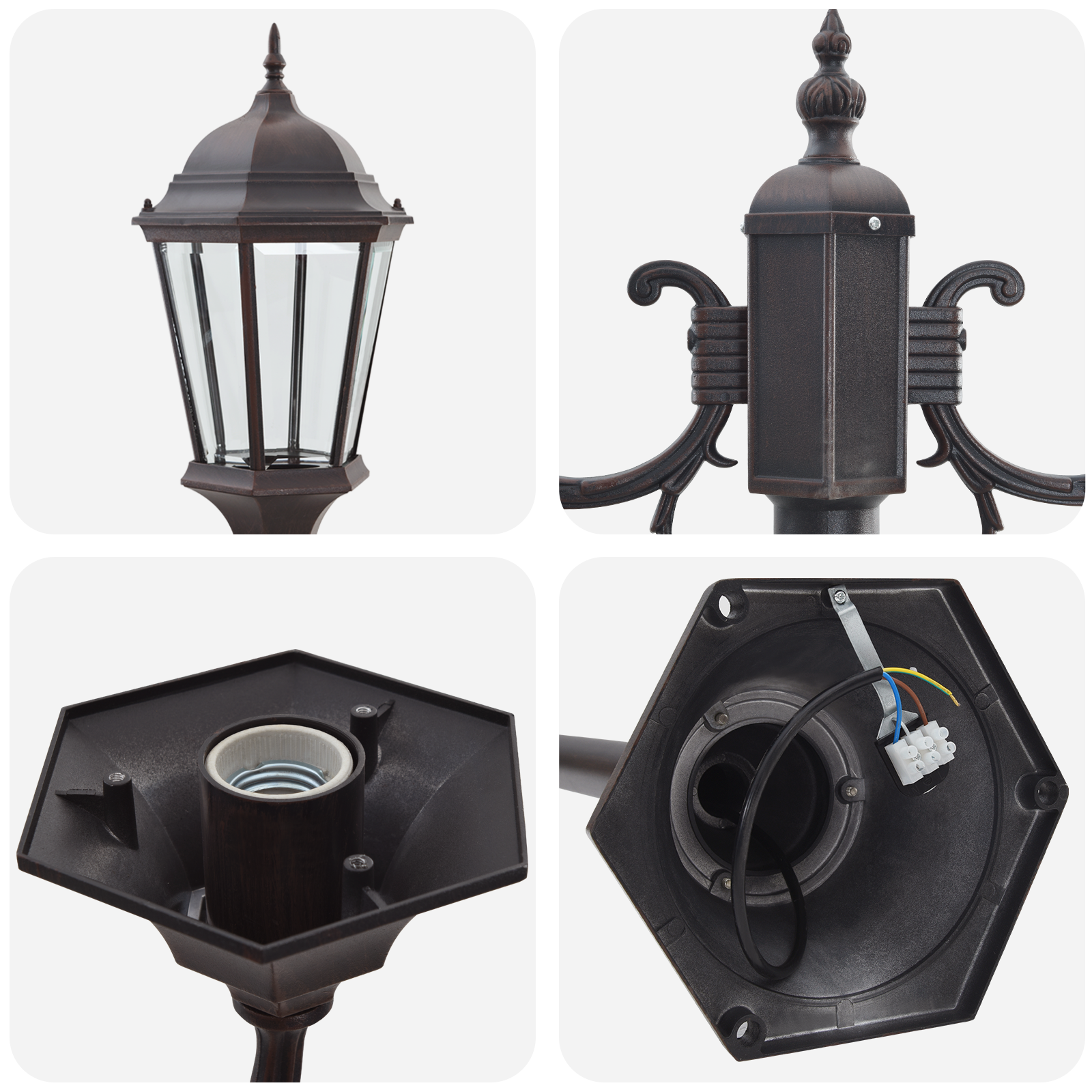 Garden Light Post 2-Lamp E27 Bronze 220 cm Aluminium - Image 5