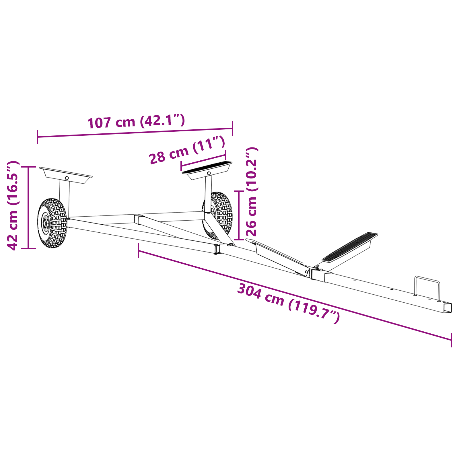 Boat Trailer 212-302 cm Adjustable Length 160 kg Steel - Image 9