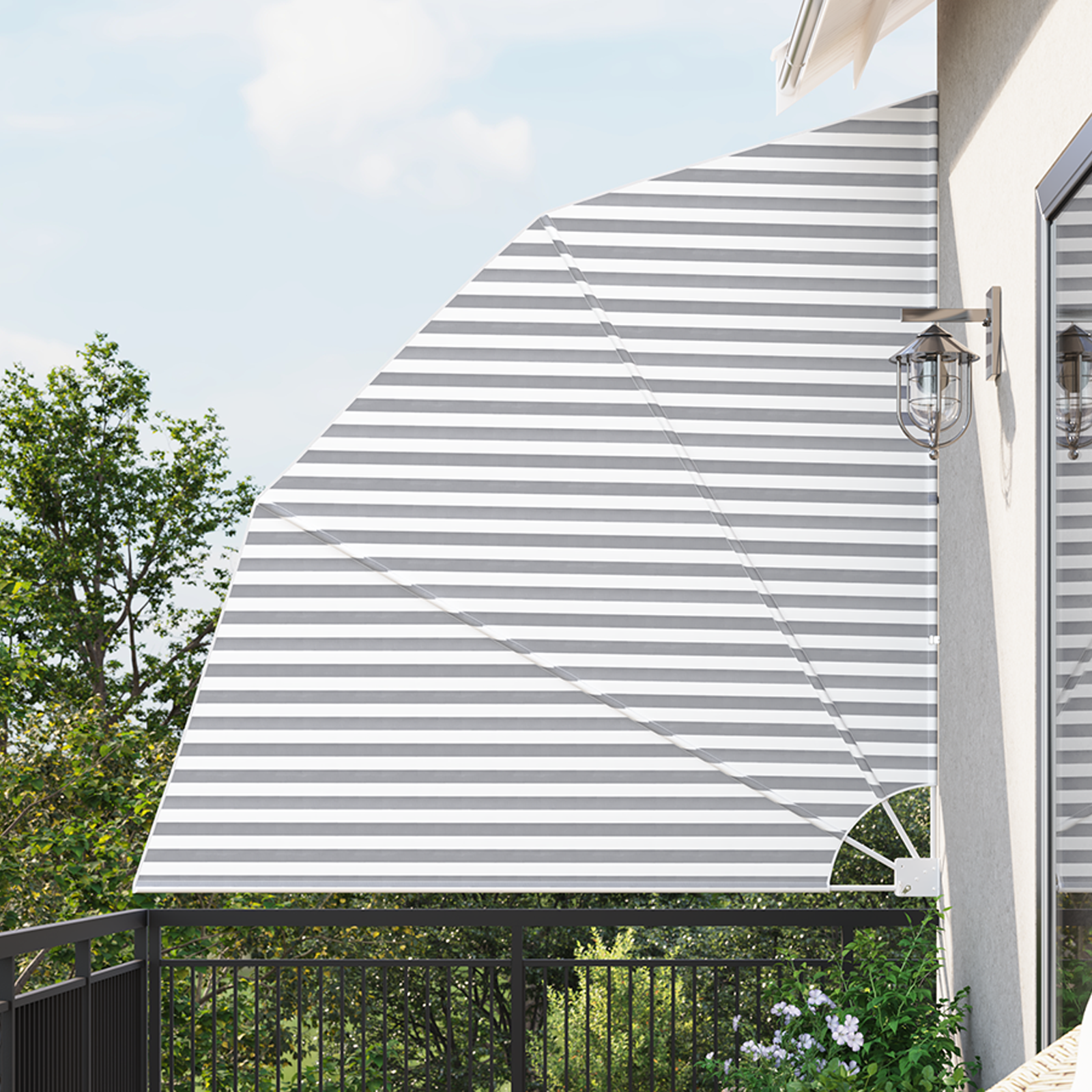 vidaXL Ecran de intimitate pentru balcon Antracit și alb 210 x 210 cm