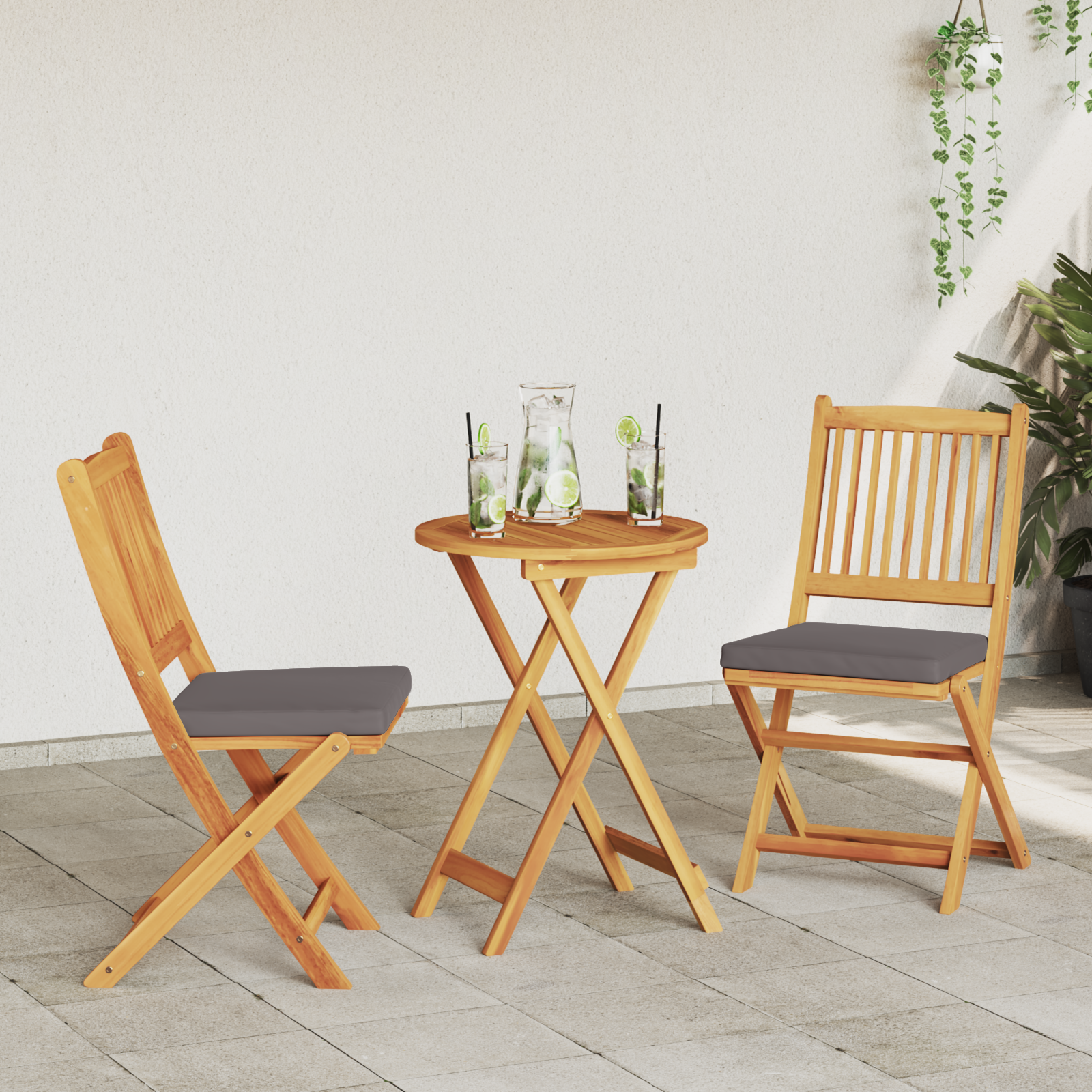 3 Piece Garden Bistro Set - Solid Acacia Wood - Image 4